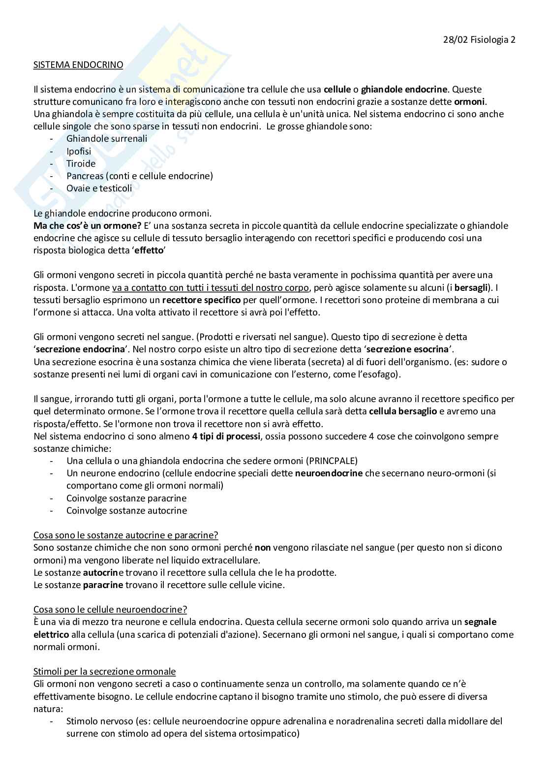 Fisiologia degli organi e degli apparati Pag. 1
