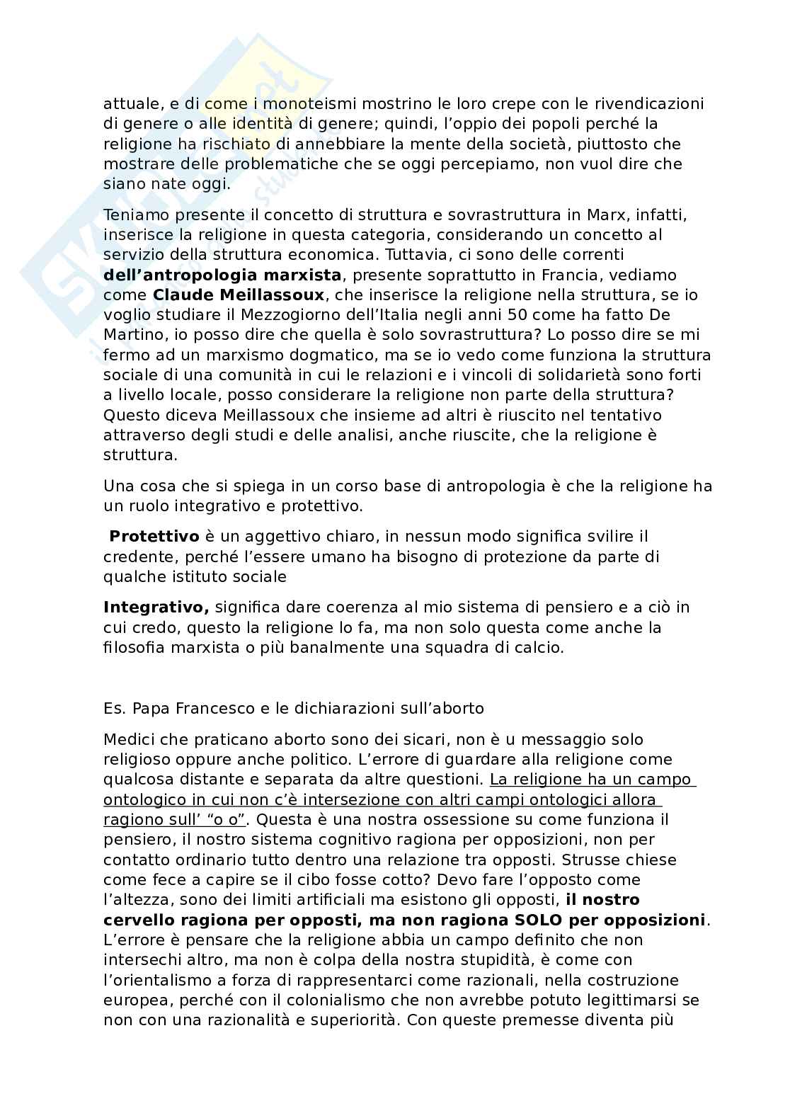 Appunti di Antropologia delle religioni integrati con slide e lezioni per primo esonero  Pag. 2