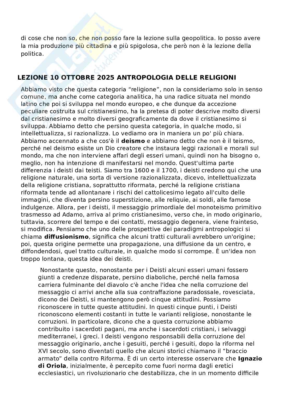 Appunti di Antropologia delle religioni integrati con slide e lezioni per primo esonero  Pag. 26