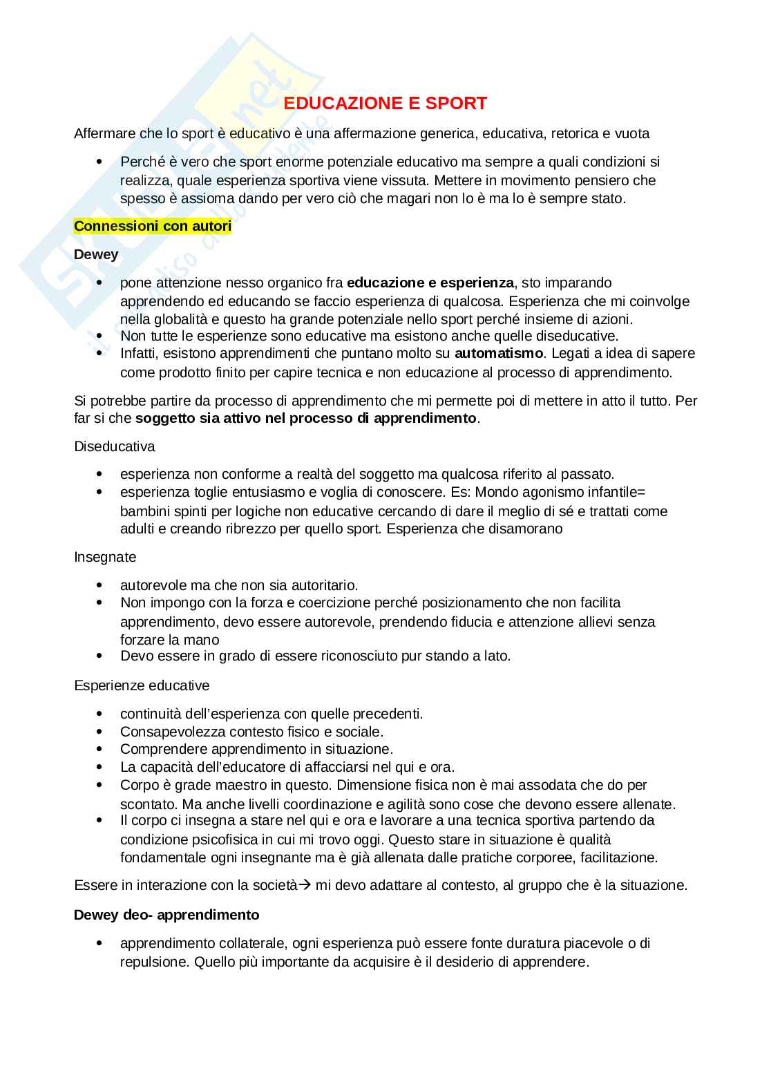 Educazione e sport Pag. 1