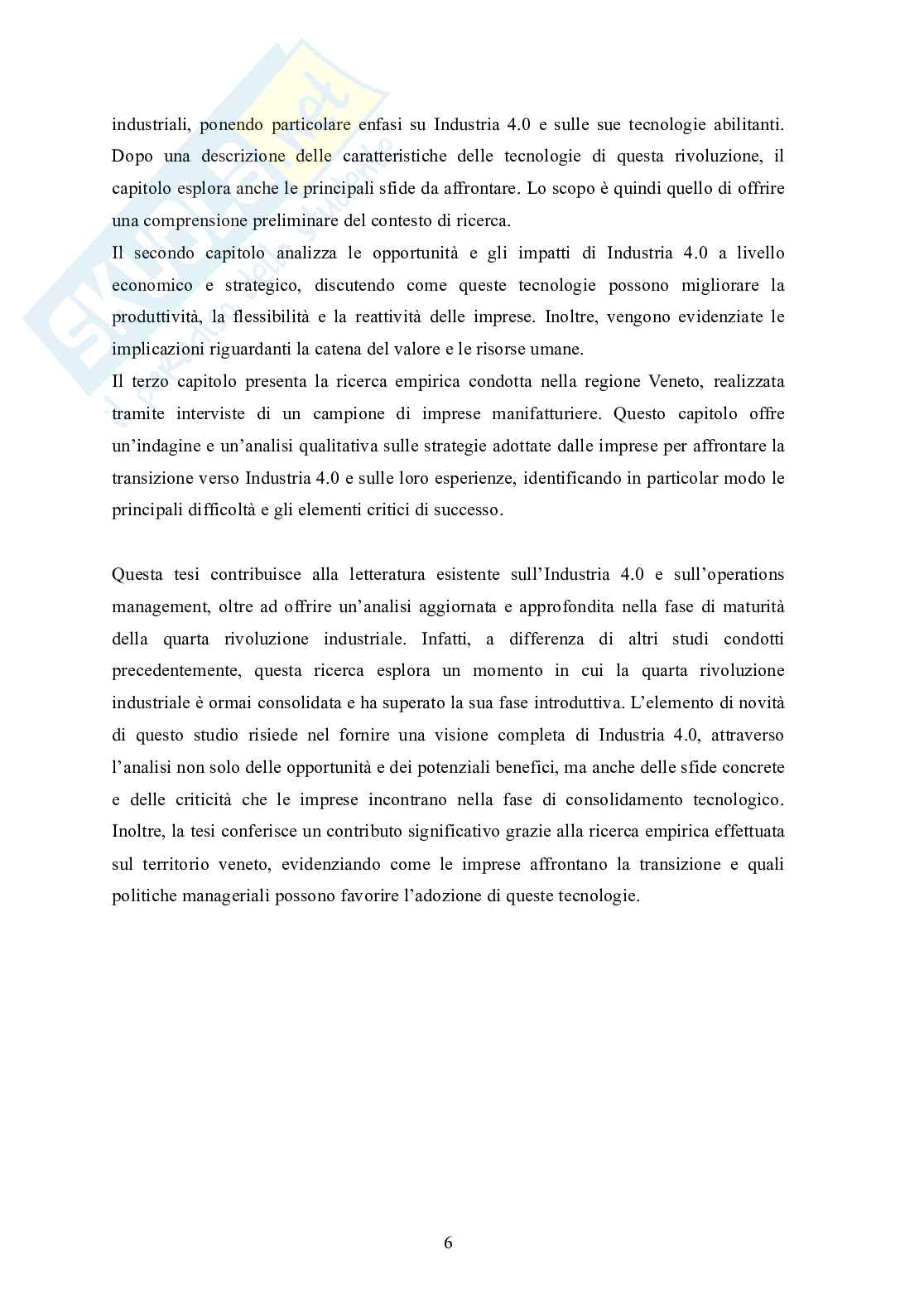 Tesi magistrale: Industria 4.0 e Casi Studio Aziende Venete (Strategia Aziendale) - Valutazione 110L Pag. 6