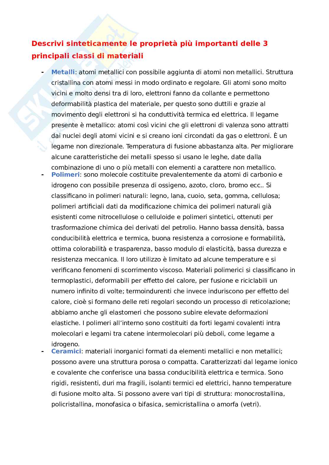  Domande tecnologie dei materiali Pag. 1