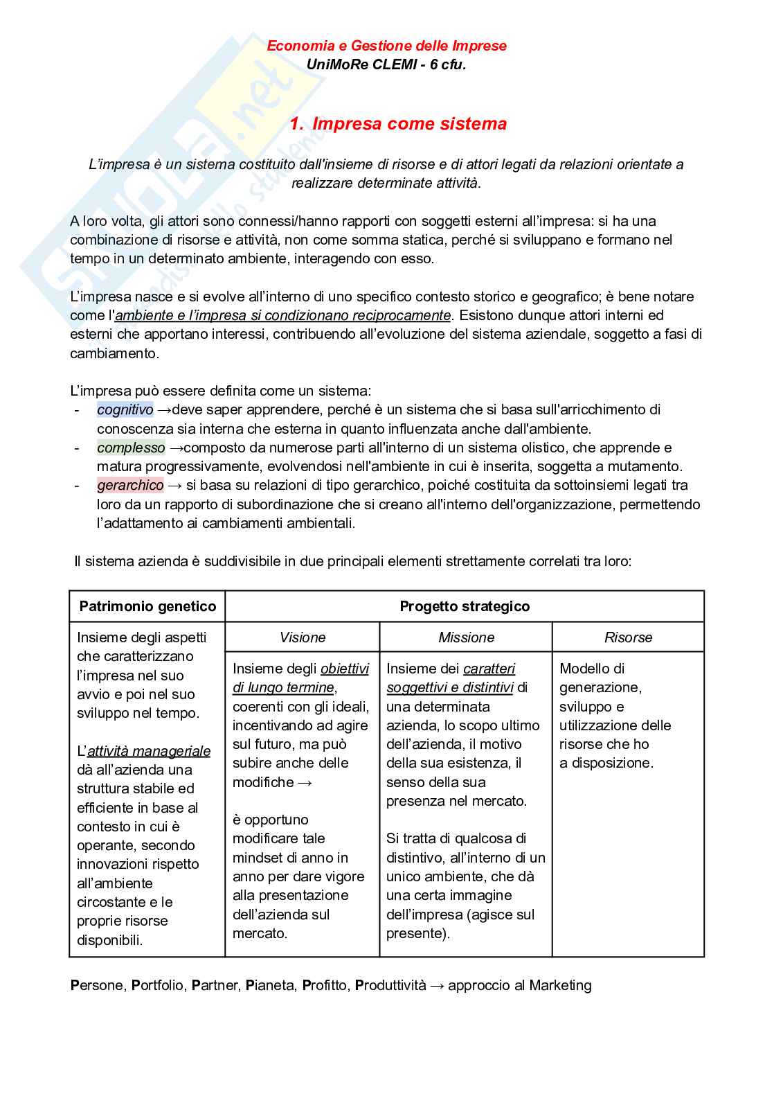 Economia e gestione delle imprese  Pag. 1