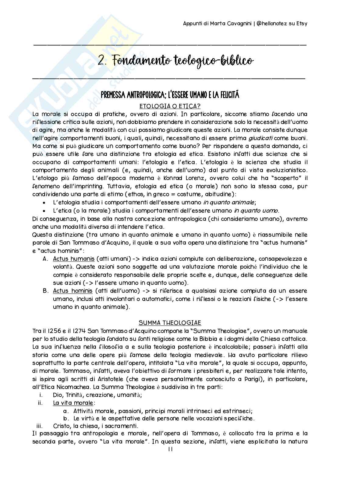 Riassunto esame Teologia 3, Prof. Cati Alice, libro consigliato Introduzione all’etica cristiana, Piana Pag. 11