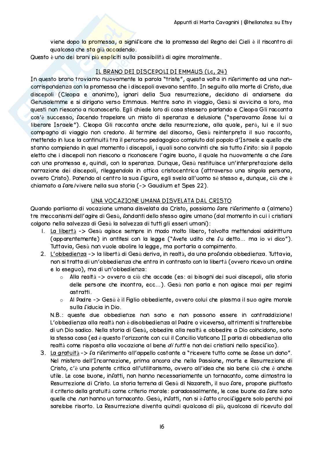 Riassunto esame Teologia 3, Prof. Cati Alice, libro consigliato Introduzione all’etica cristiana, Piana Pag. 16