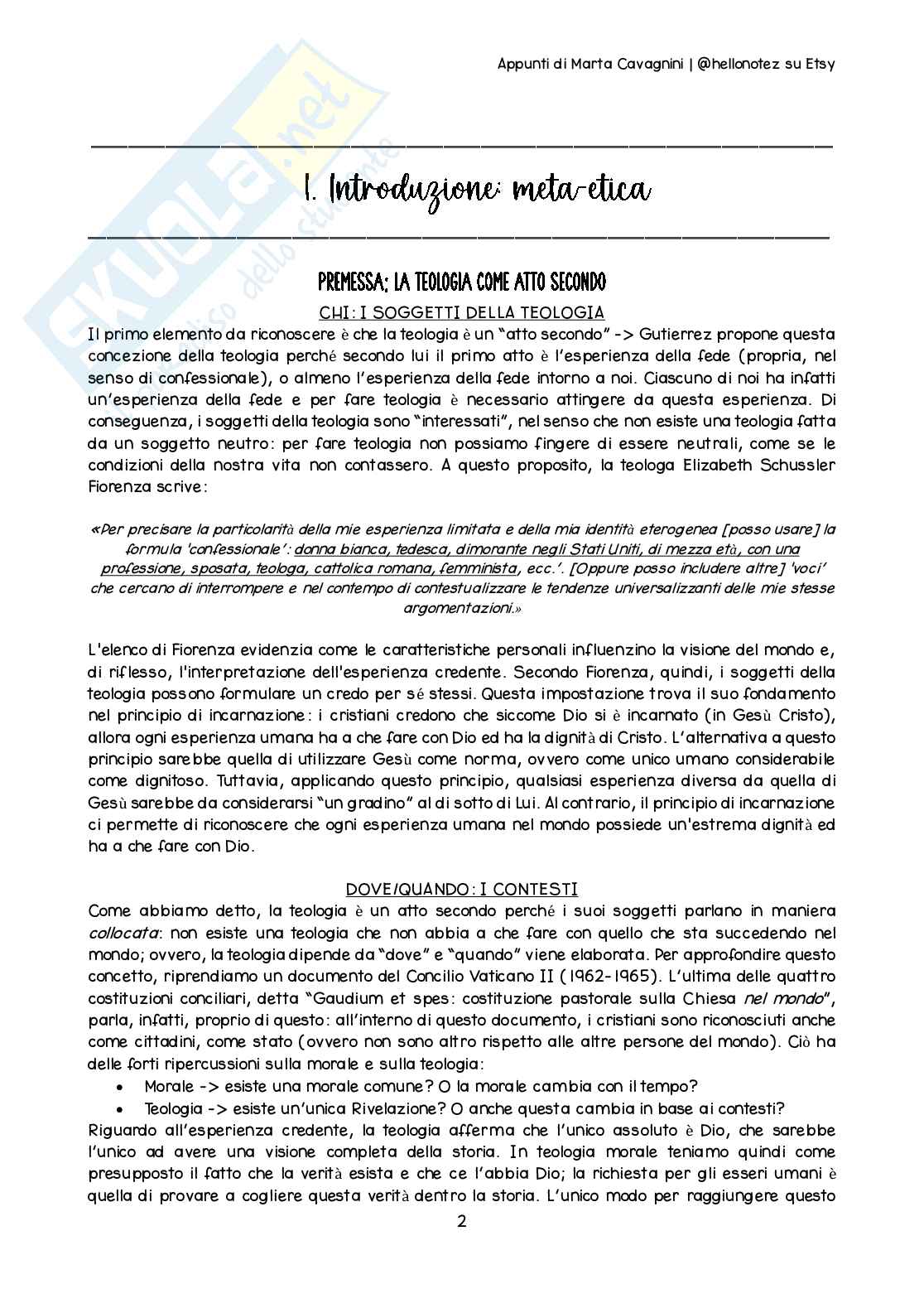 Riassunto esame Teologia 3, Prof. Cati Alice, libro consigliato Introduzione all’etica cristiana, Piana Pag. 2