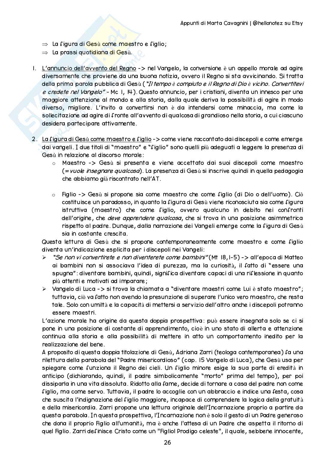 Riassunto esame Teologia 3, Prof. Cati Alice, libro consigliato Introduzione all’etica cristiana, Piana Pag. 26
