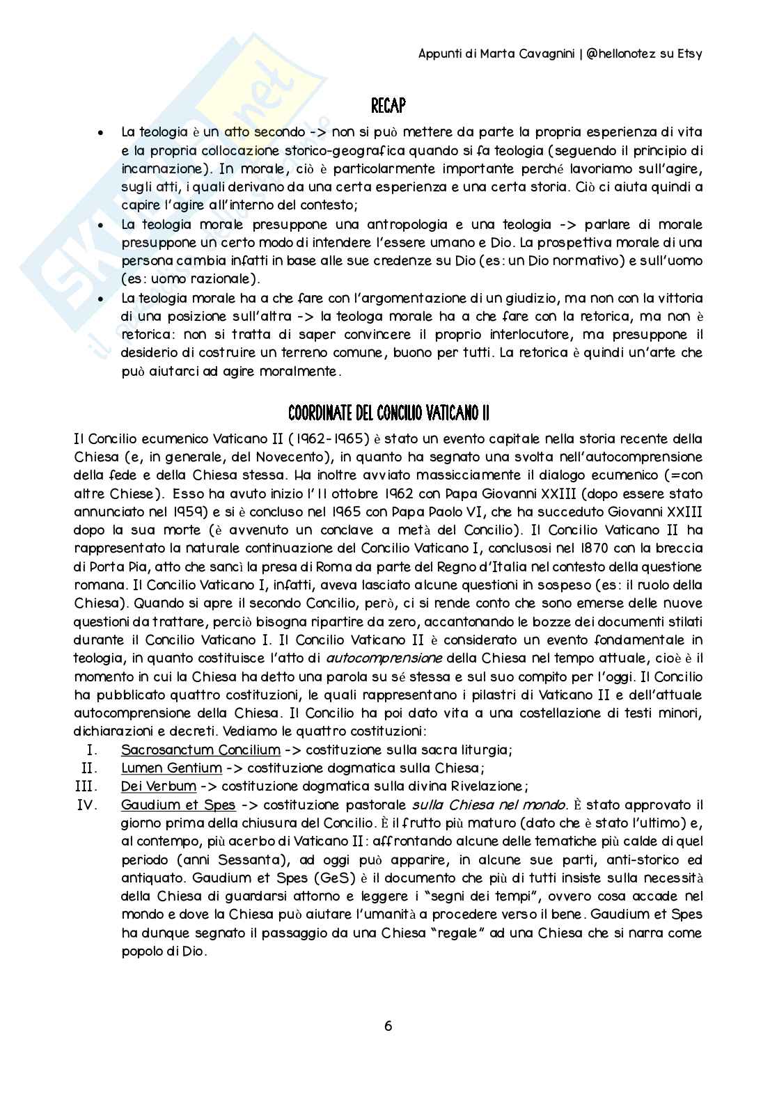 Riassunto esame Teologia 3, Prof. Cati Alice, libro consigliato Introduzione all’etica cristiana, Piana Pag. 6