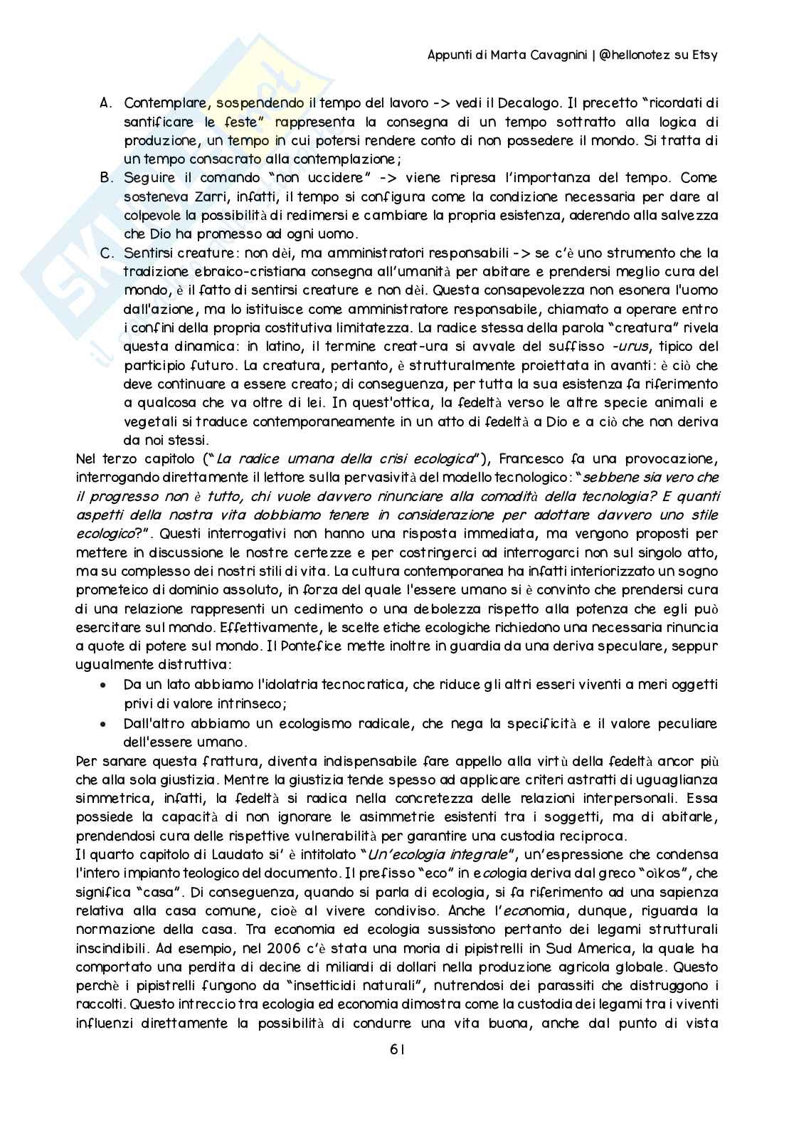 Riassunto esame Teologia 3, Prof. Cati Alice, libro consigliato Introduzione all’etica cristiana, Piana Pag. 61
