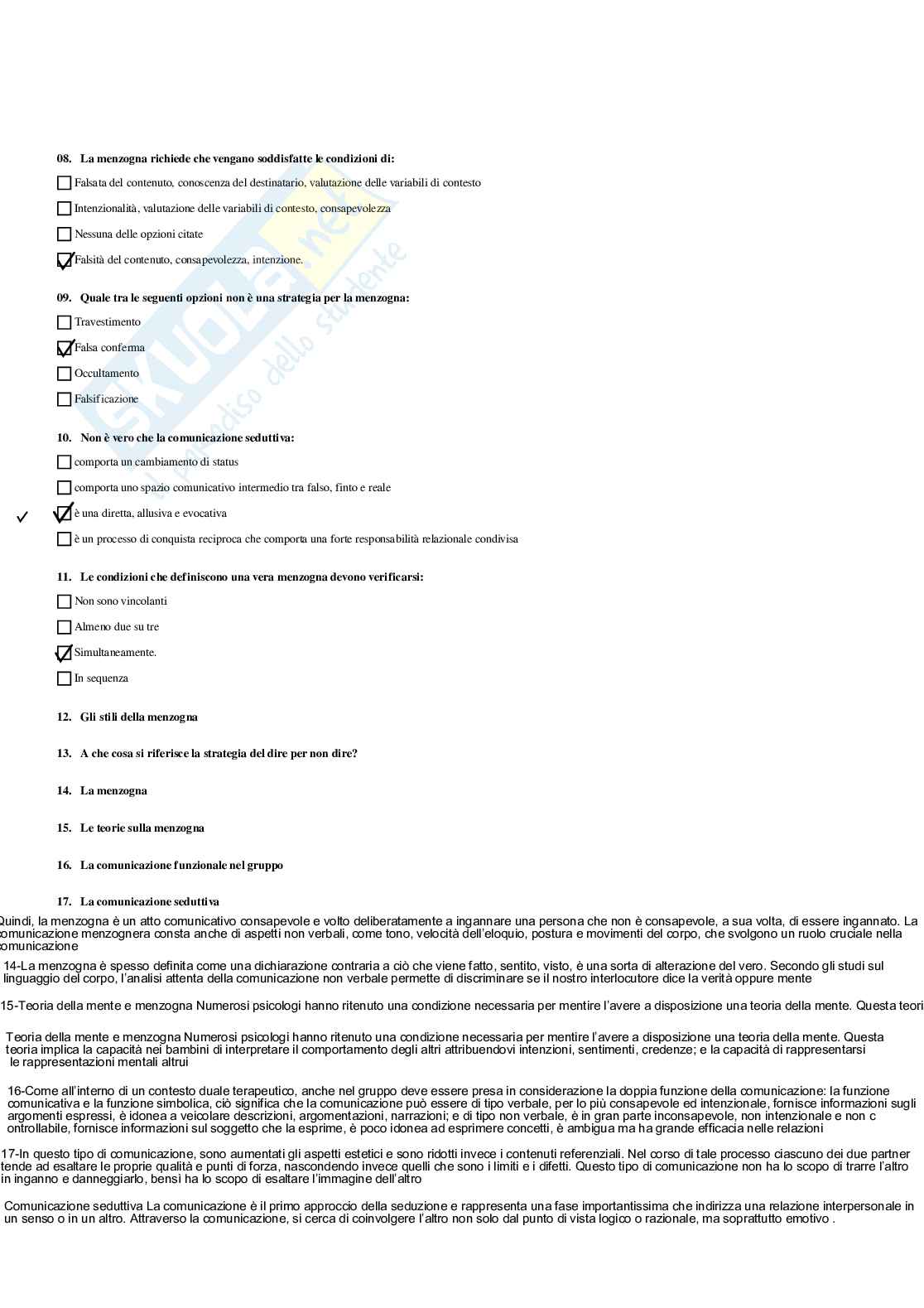 Paniere Psicologia generale  - Risposte multiple (2026) Pag. 51