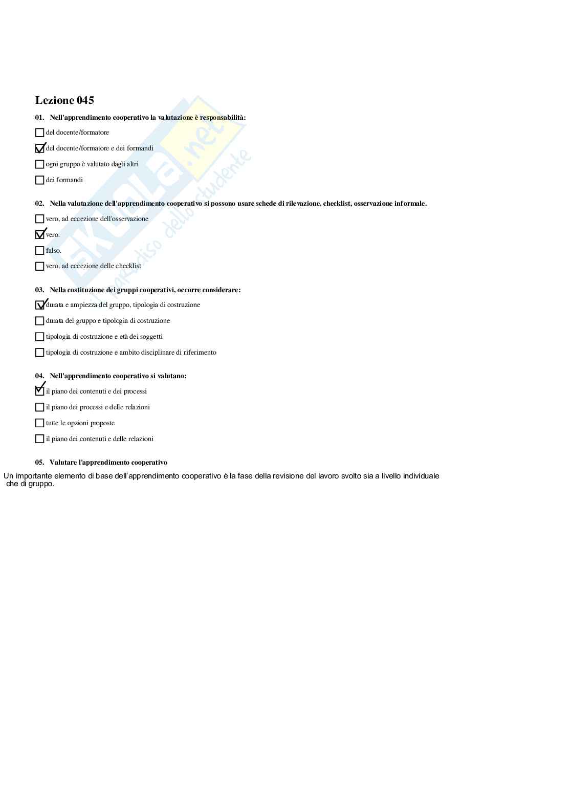 Paniere Psicologia generale  - Risposte multiple (2026) Pag. 86