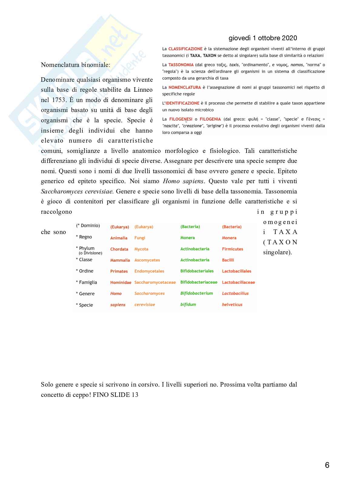 Qualità e sicurezza microbiologica nei sistemi alimentari ed Ecologia del microbiota umano: MODULO PROF. GUGLIELMETTI Pag. 6