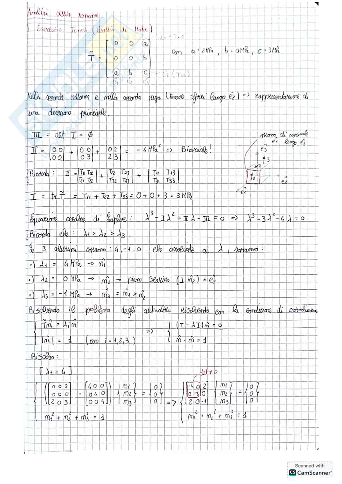 Raccolta esercizi Scienza delle costruzioni - Analisi della tensione Pag. 1