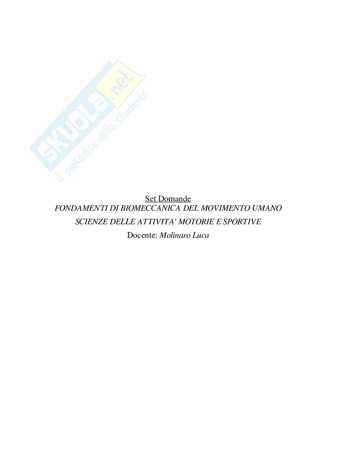 Paniere Fondamenti di biomeccanica del movimento umano - (2026) - Risposte multiple corrette Pag. 2
