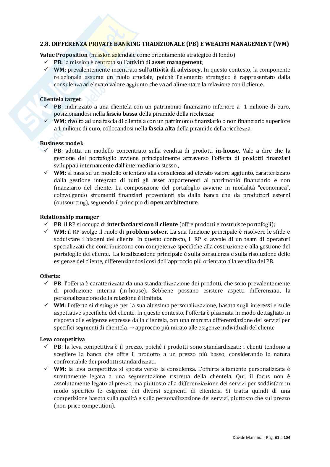 Economia delle gestione bancarie Pag. 61