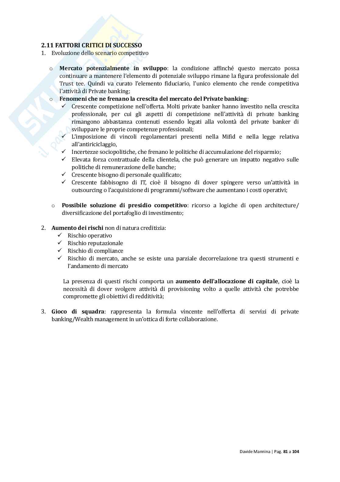 Economia delle gestione bancarie Pag. 81