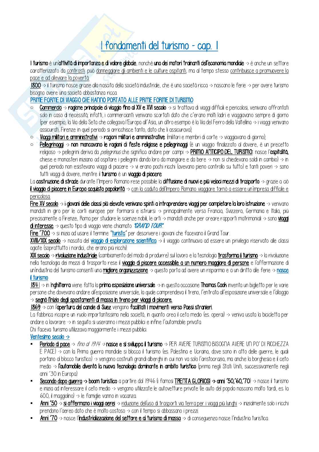 Fondamenti dei sistemi turistici  Pag. 1