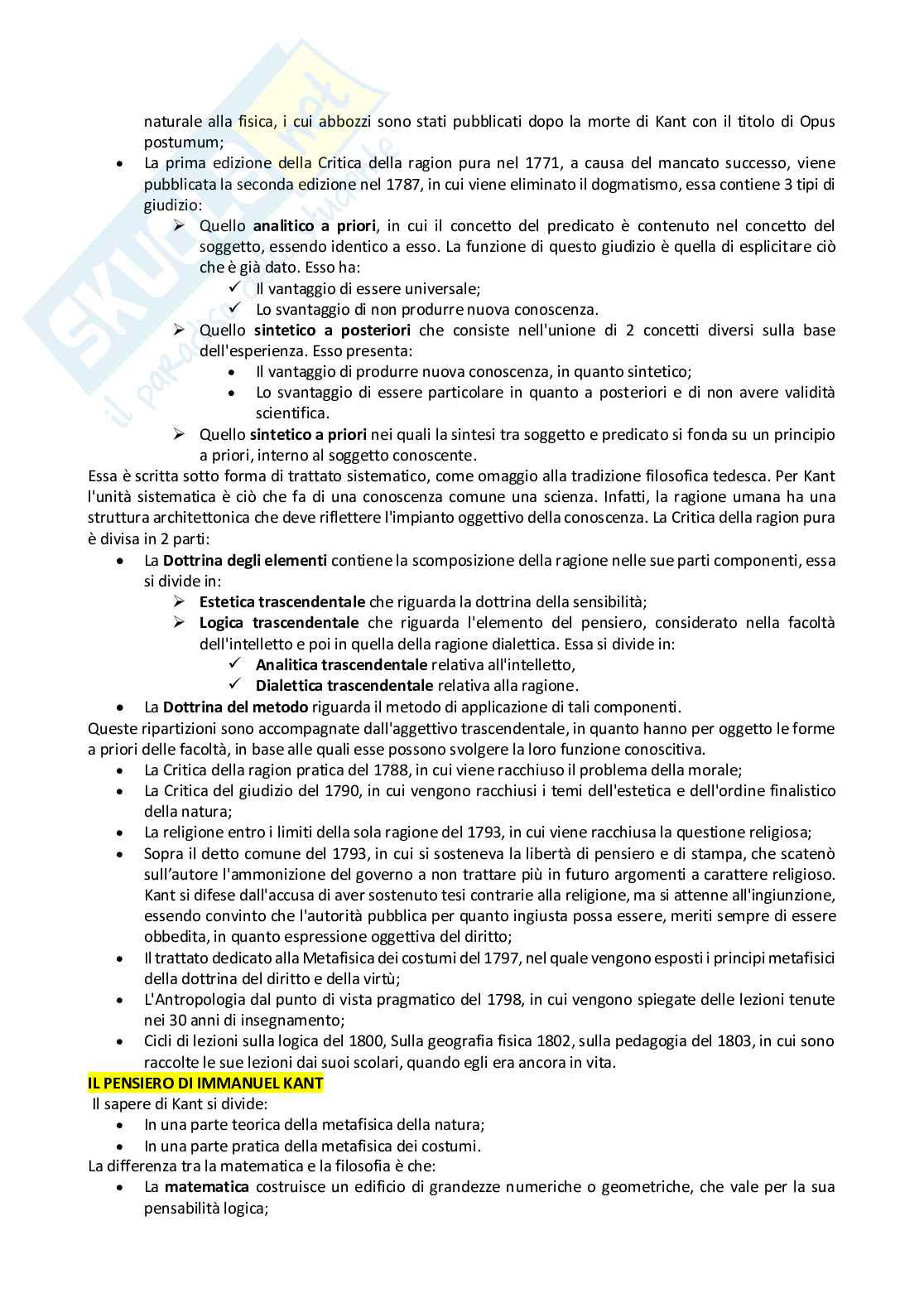 Riassunto esame Storia della filosofia, Prof. Coco Emanuele, libro consigliato Storia della filosofia moderna , Mori Pag. 41