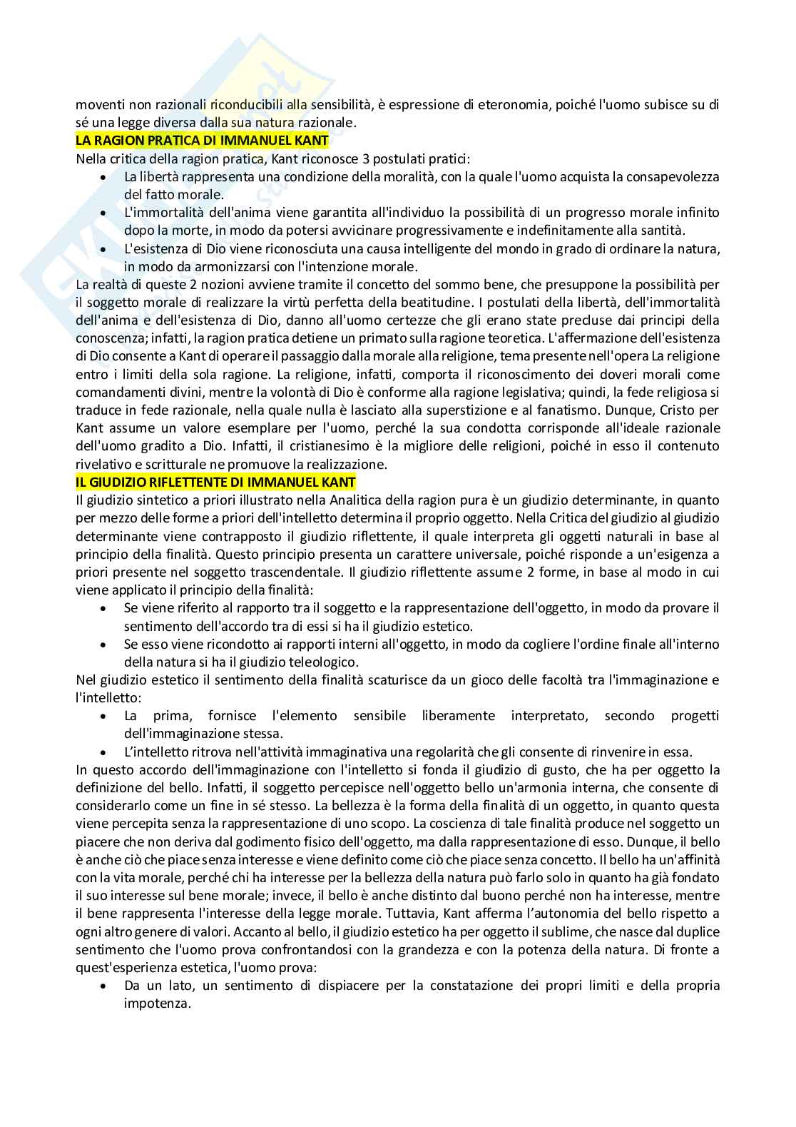 Riassunto esame Storia della filosofia, Prof. Coco Emanuele, libro consigliato Storia della filosofia moderna , Mori Pag. 46