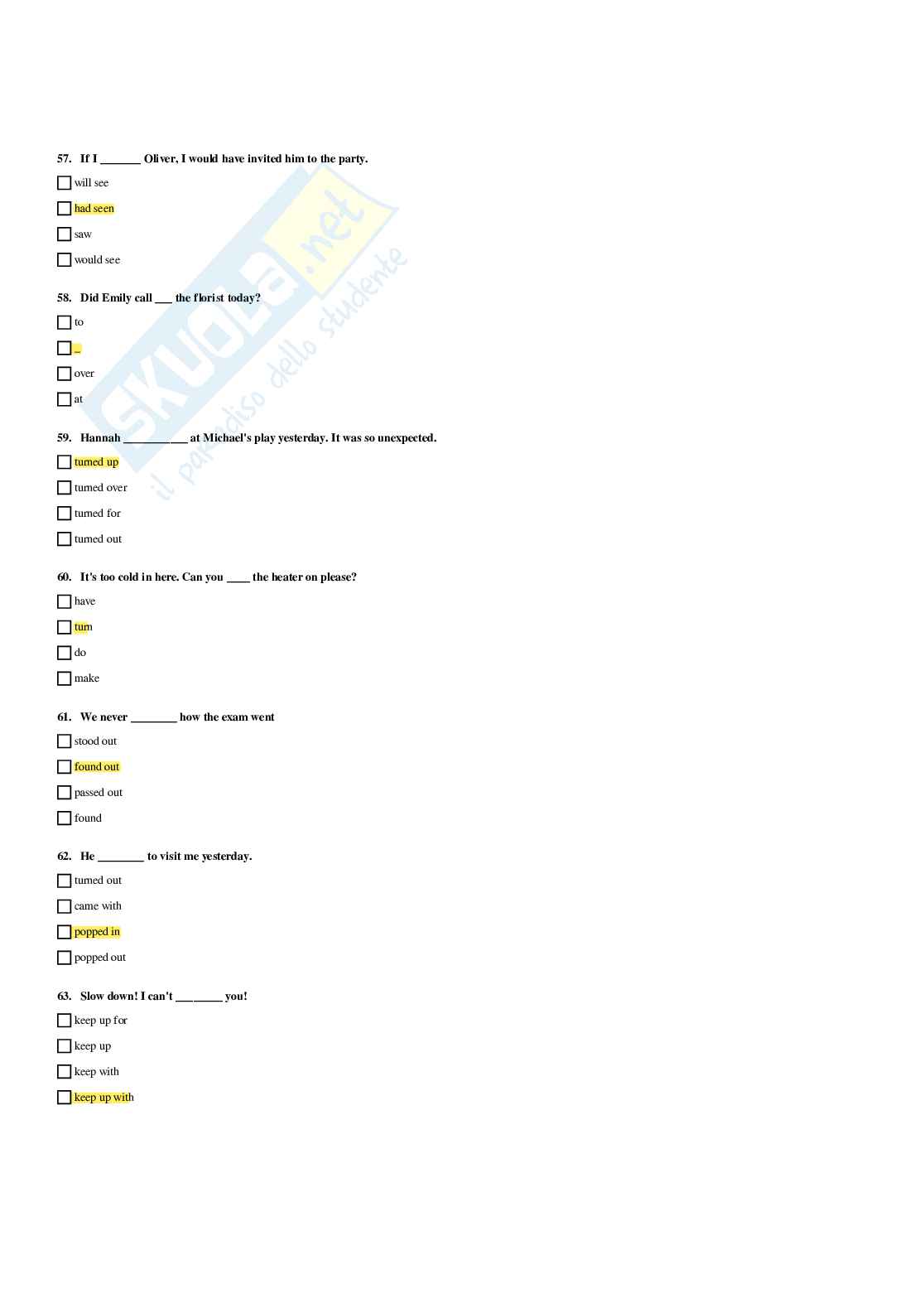 Paniere Lingua inglese - Risposte multiple - aggiornato (2026) Pag. 11