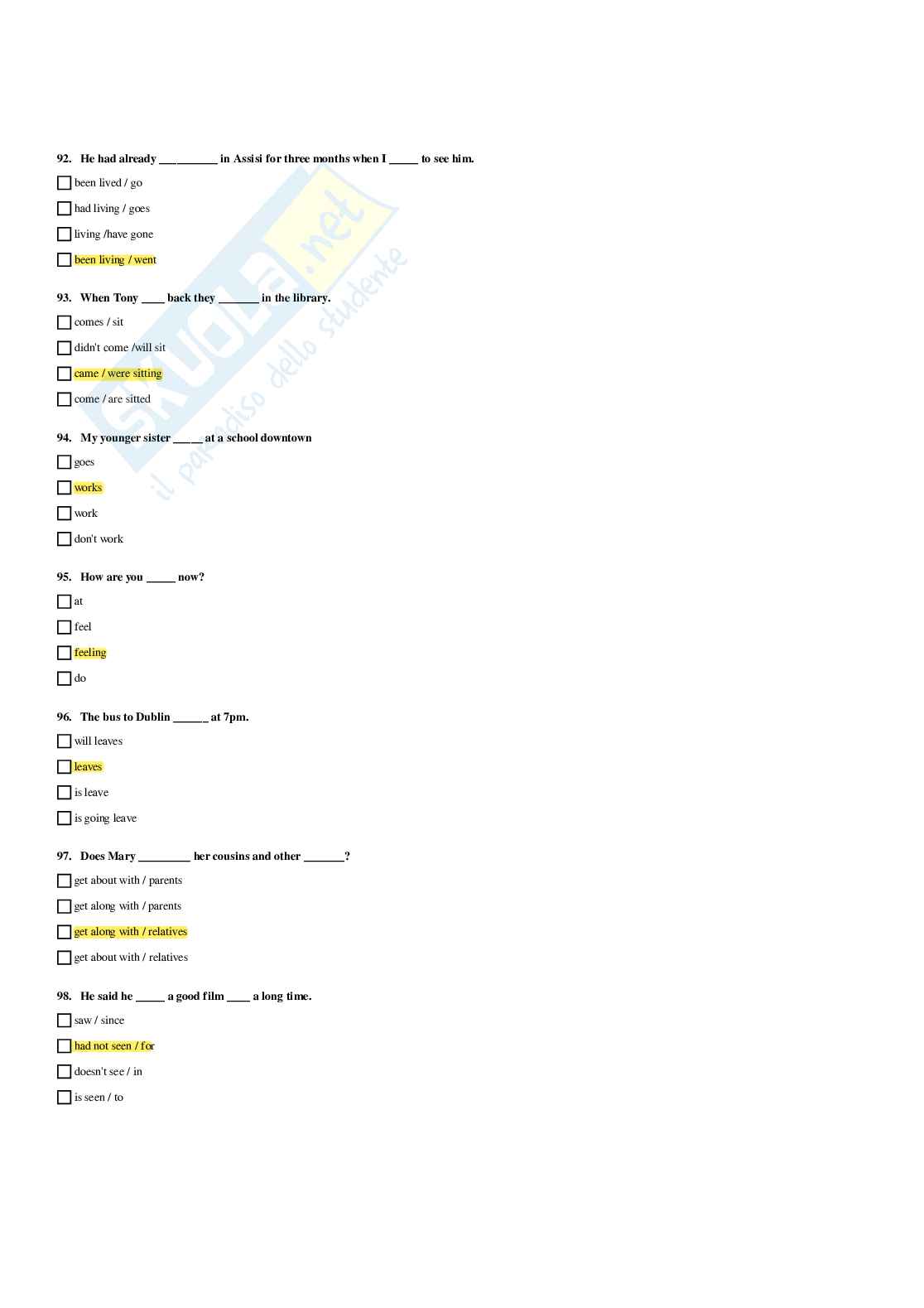 Paniere Lingua inglese - Risposte multiple - aggiornato (2026) Pag. 16