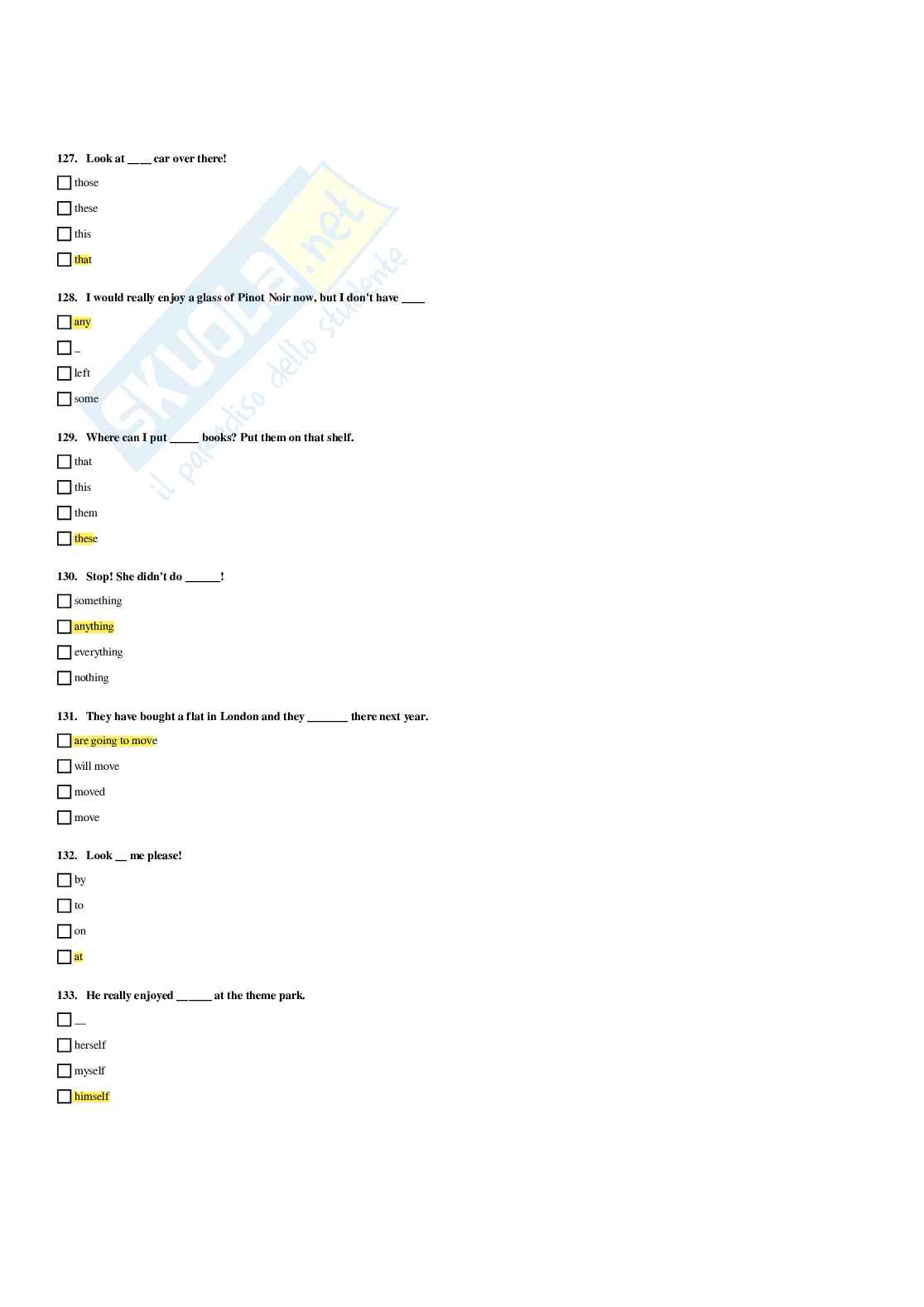 Paniere Lingua inglese - Risposte multiple - aggiornato (2026) Pag. 21