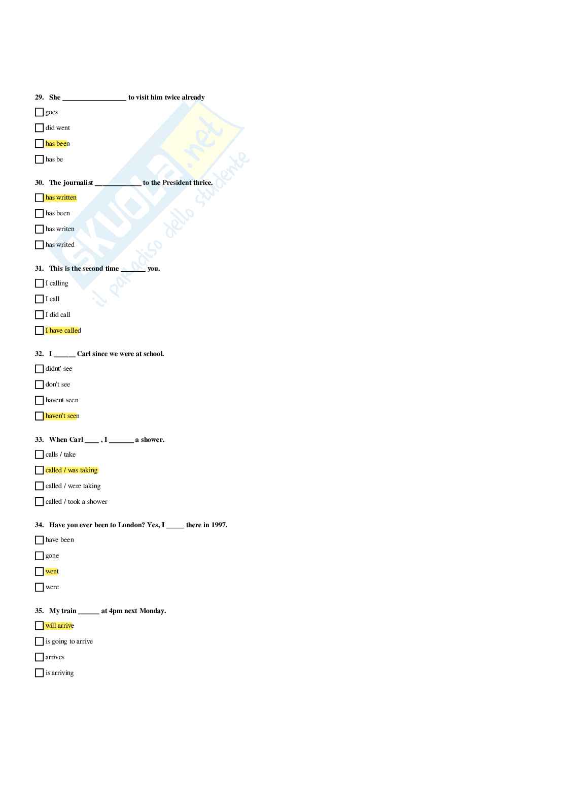 Paniere Lingua inglese - Risposte multiple - aggiornato (2026) Pag. 31