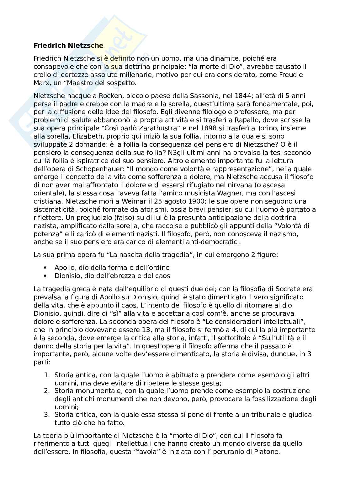 Nietzsche, Freud e Husserl Pag. 1
