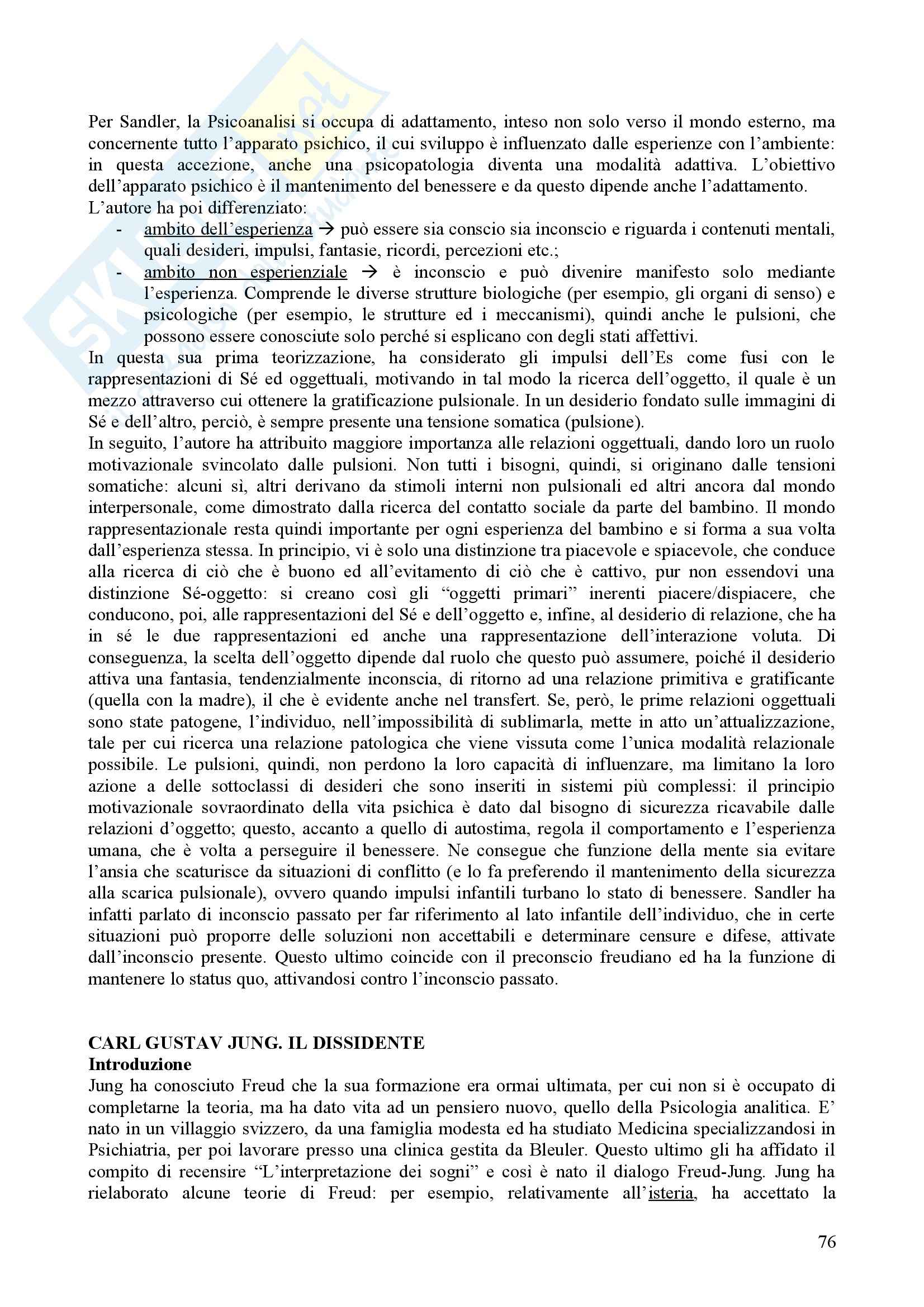 Riassunto esame Psicologia Dinamica, prof. Nespoli, libro consigliato Modelli Evolutivi in Psicologia Dinamica I, Quaglia, Longobardi Pag. 76