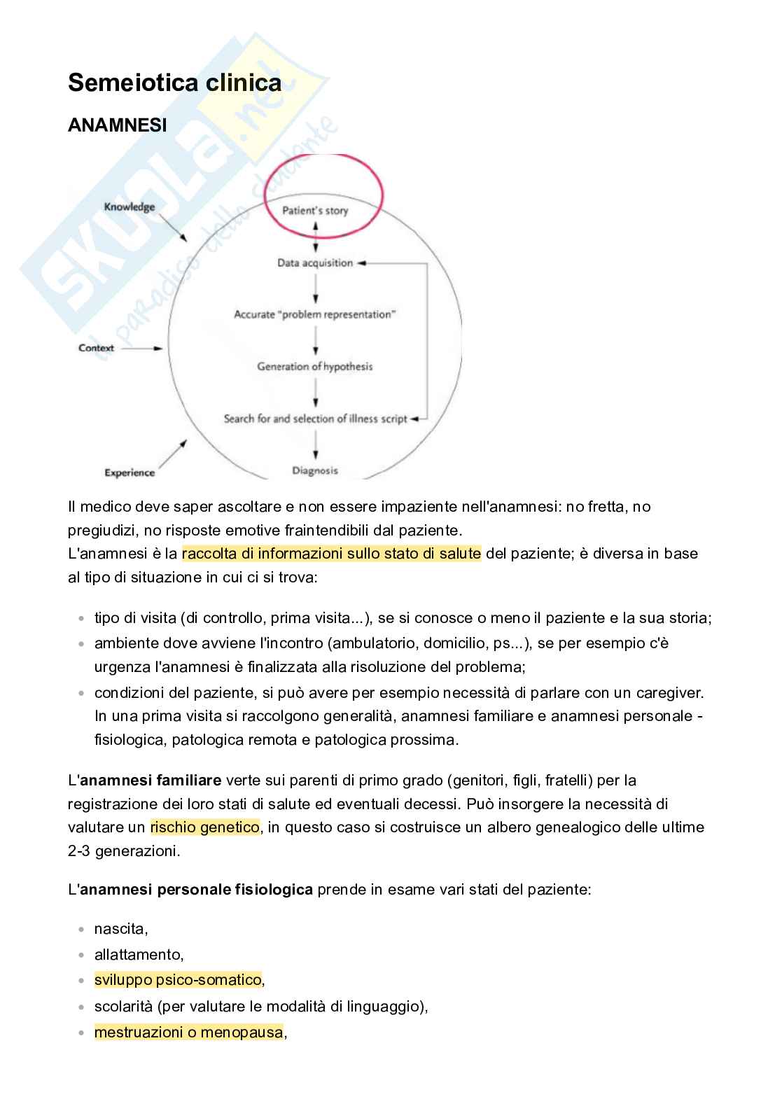 Appunti Semeiotica clinica Pag. 1