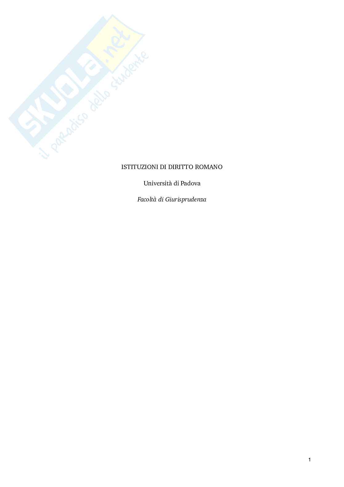 Riassunto esame Istituzioni di diritto romano, Prof. Lambrini Paola, libro consigliato Istituzioni di Diritto Romano, Matteo Marrone Pag. 1