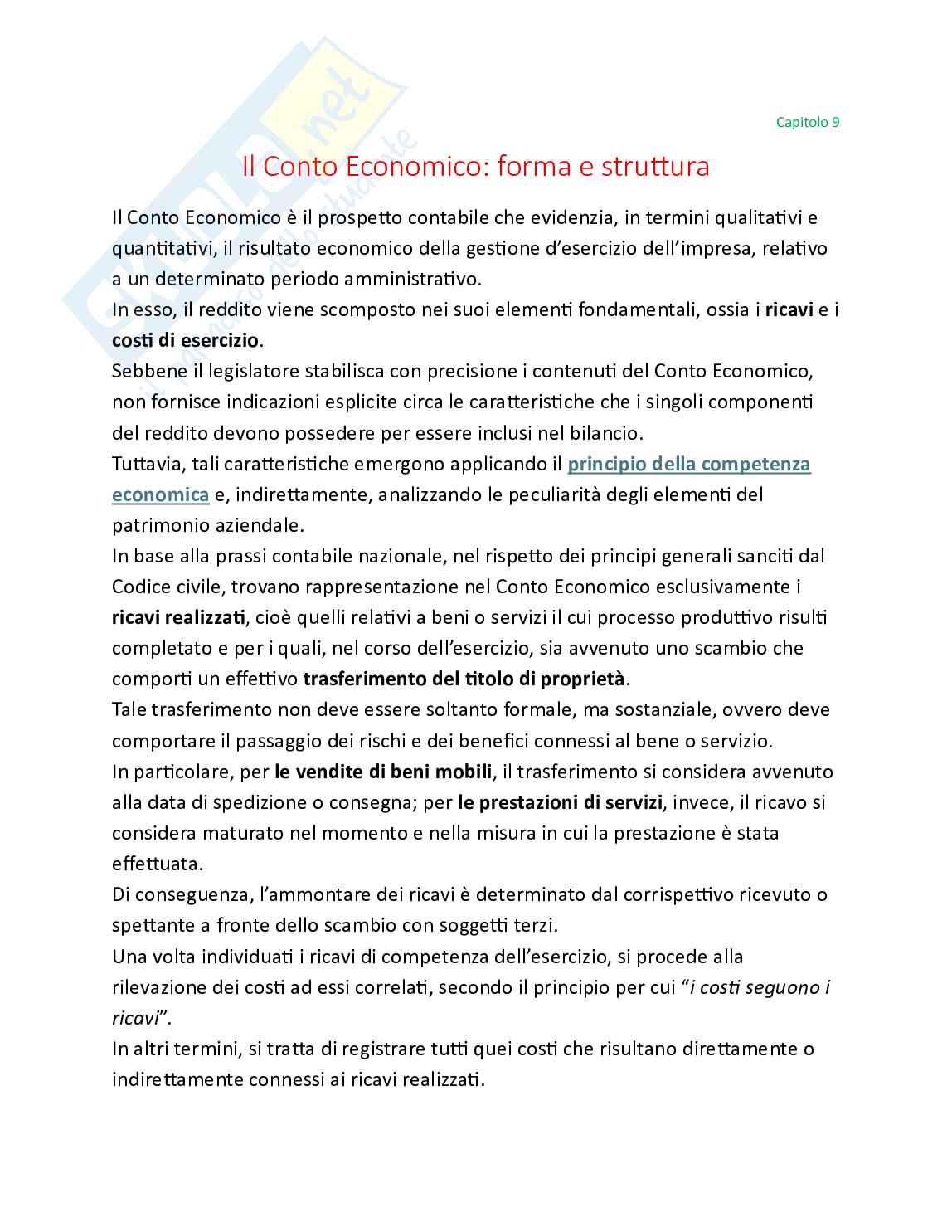 Bilancio e analisi economico-finanziaria - Teoria, parte 3 - Il conto economico Pag. 1