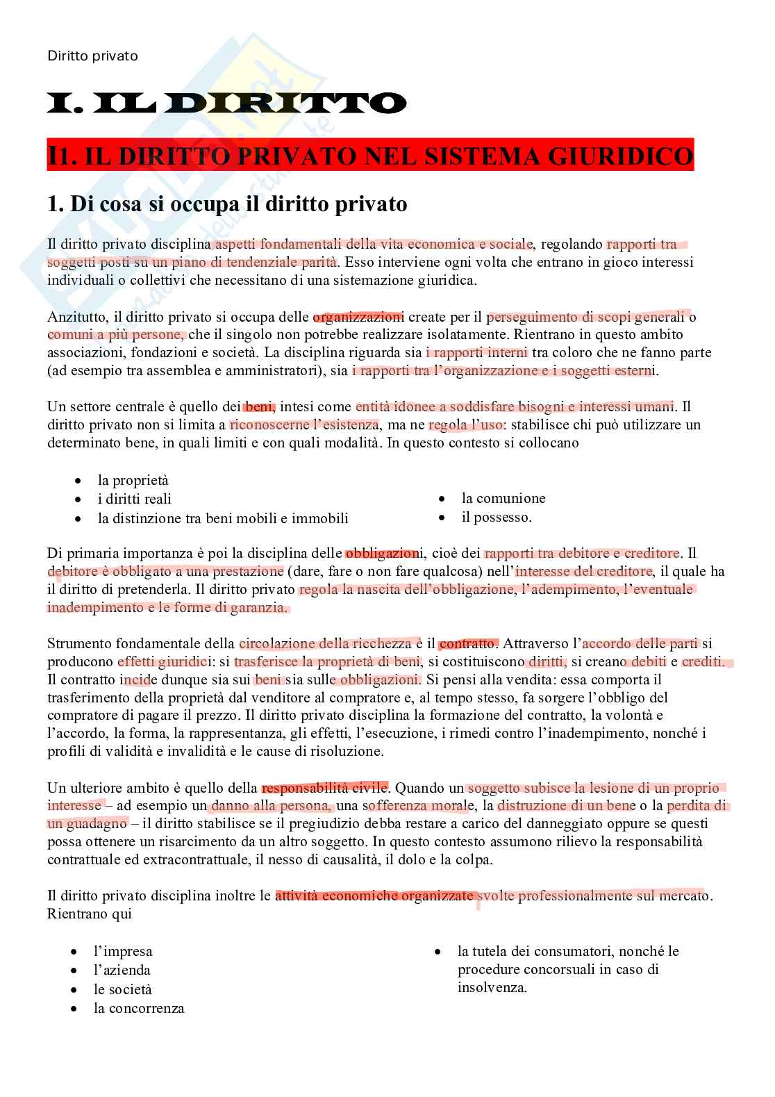 Riassunto esame Istituzioni di diritto privato, Prof. Oliveri Paolo, libro consigliato Istituzioni di diritto privato, Roppo Pag. 1