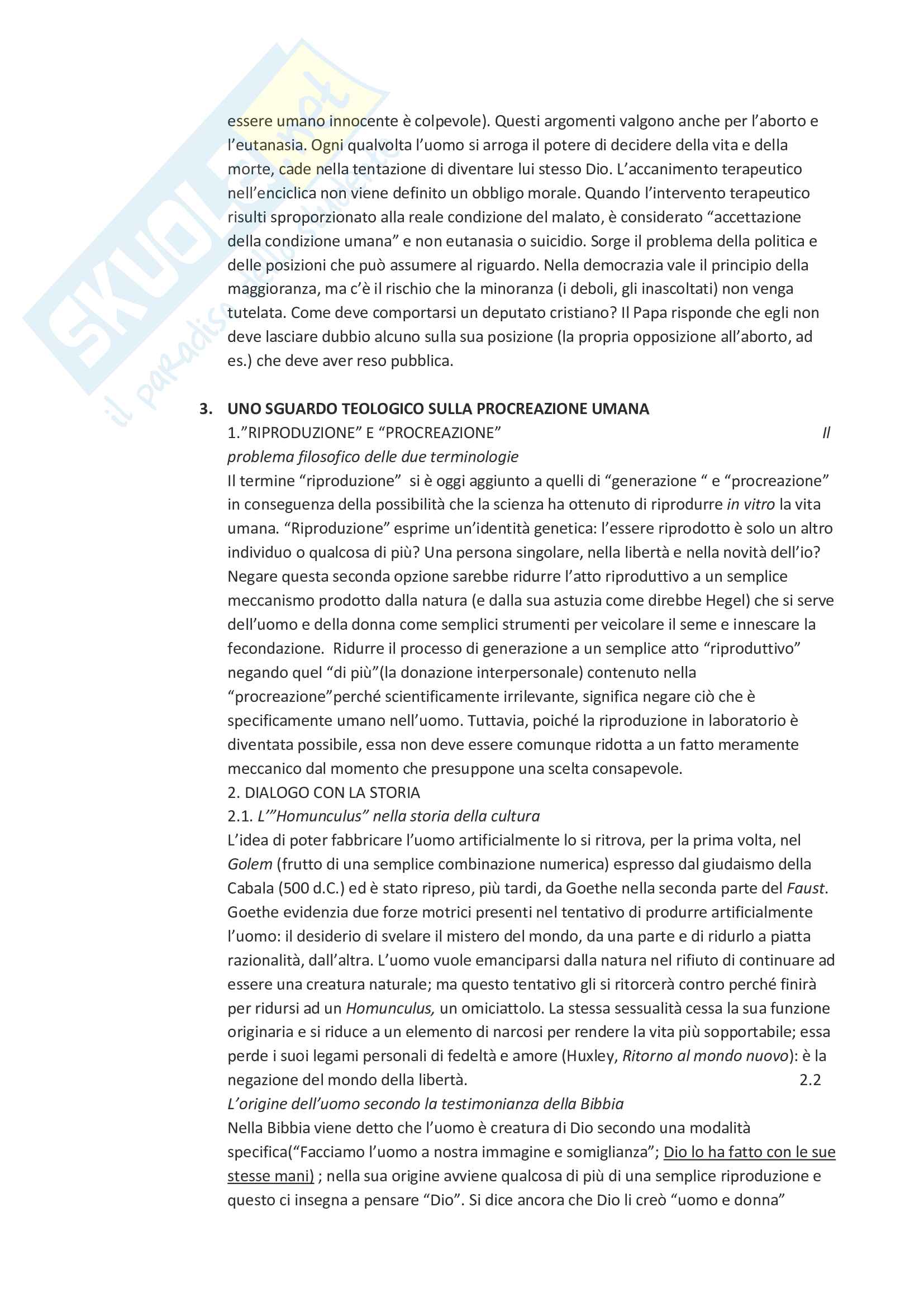 Riassunto esame Teologia III, Prof. Riserbato, libri consigliati: I fondamenti, Guerzoni; La via della fede, Ratzinger;  Veritatis Splendor,Wojtyla Pag. 31