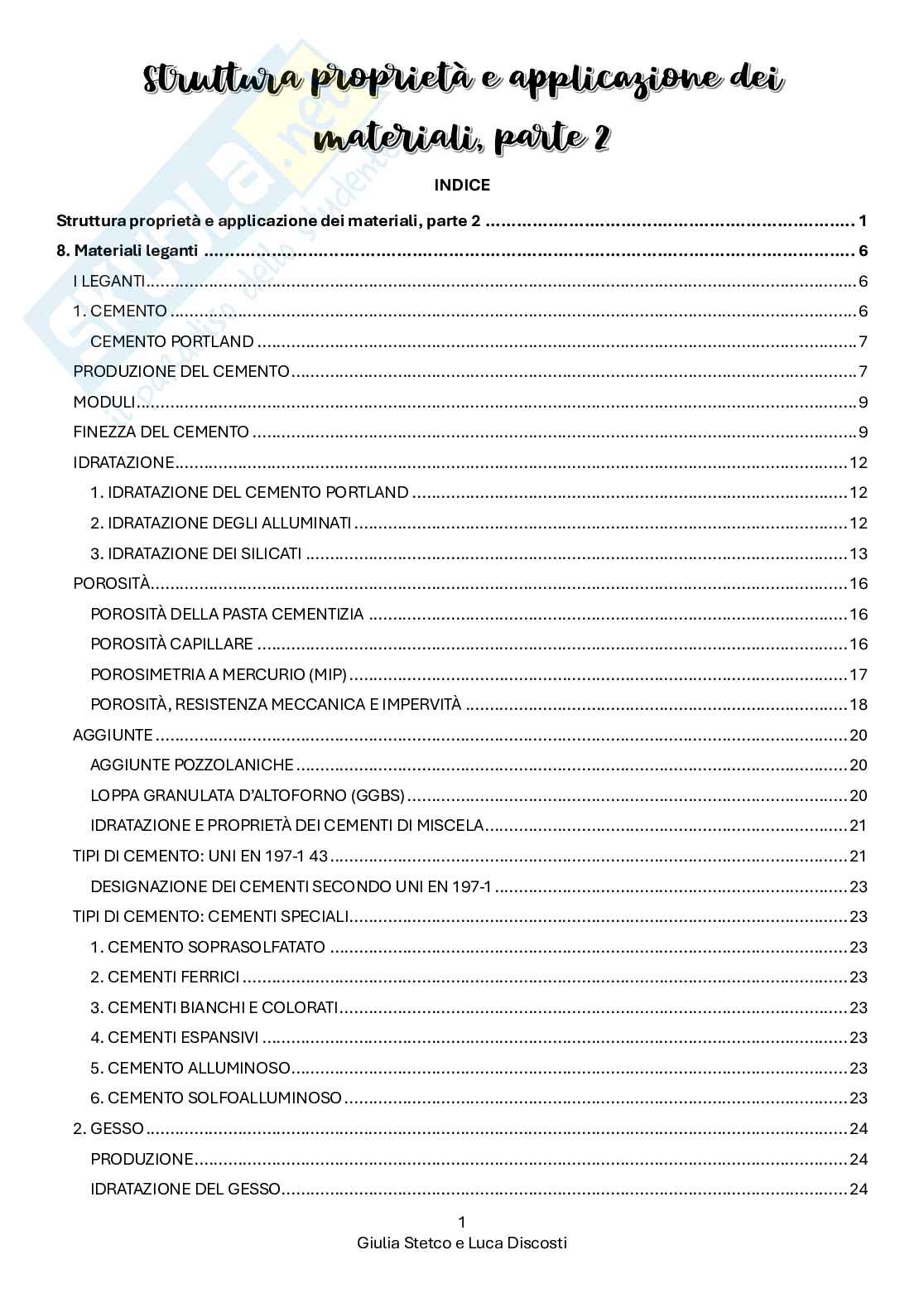 Appunti sulla seconda parte del corso Struttura, proprietà e applicazioni dei materiali Pag. 1