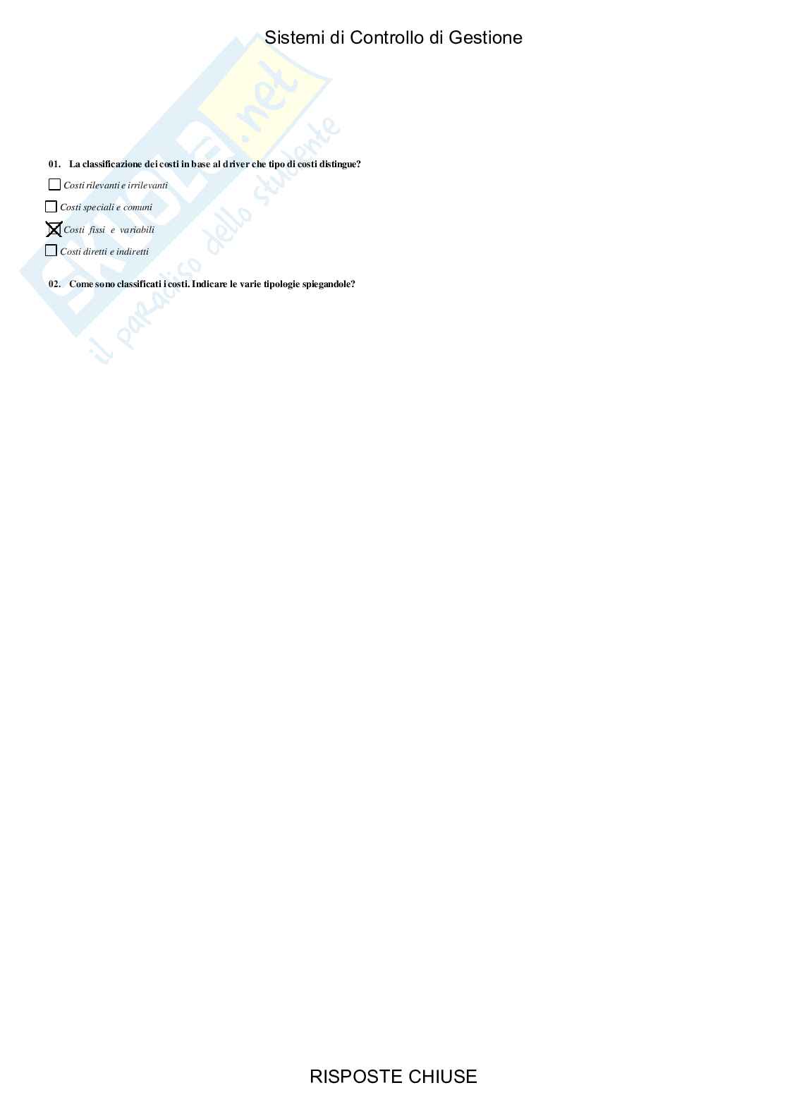 Sistemi di controllo di gestione - Paniere compilato Pag. 21