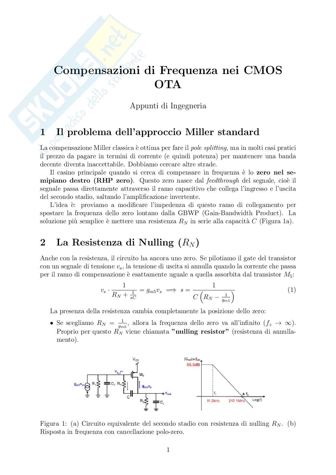 Compensazioni di Miller sui CMOS OTA Pag. 1
