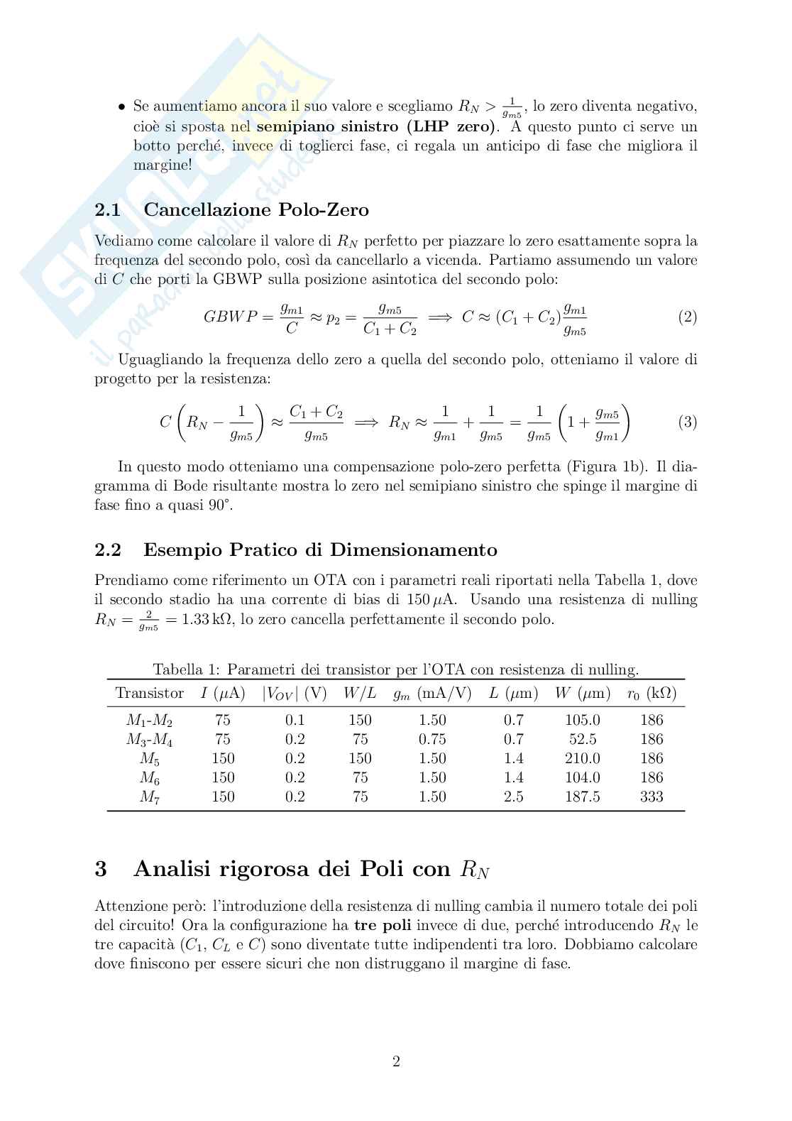 Compensazioni di Miller sui CMOS OTA Pag. 2