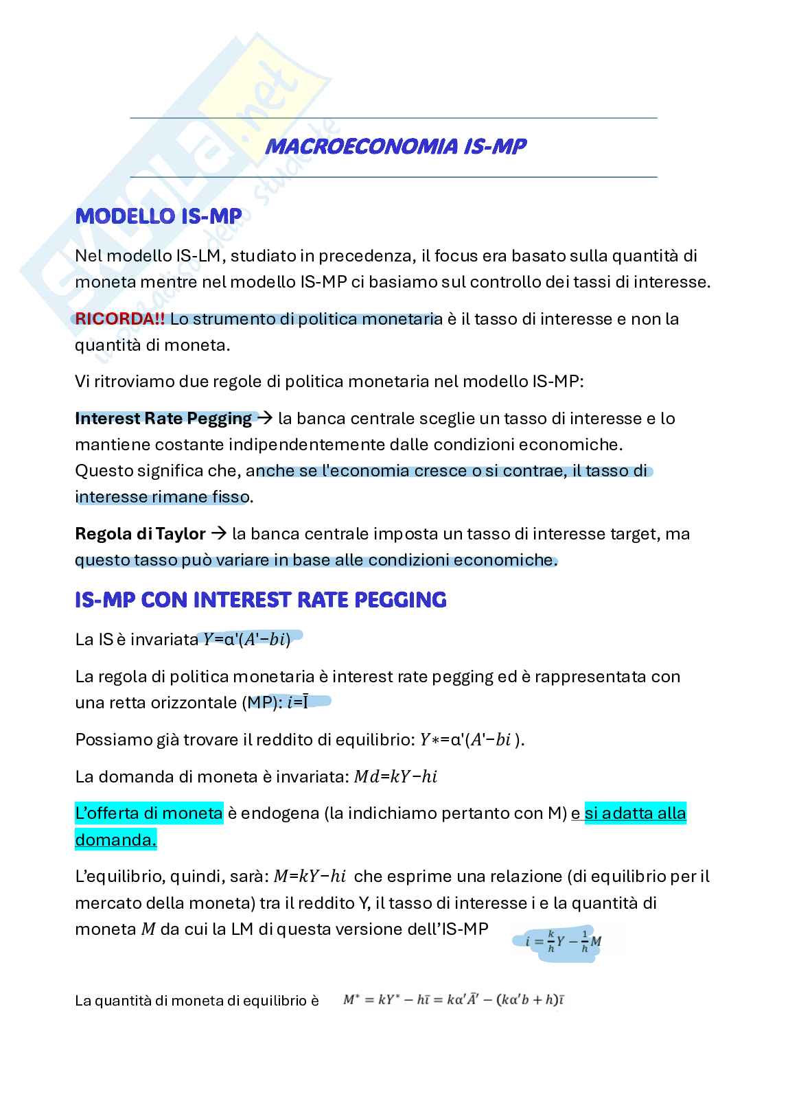 Secondo parziale Macroeconomia Pag. 1