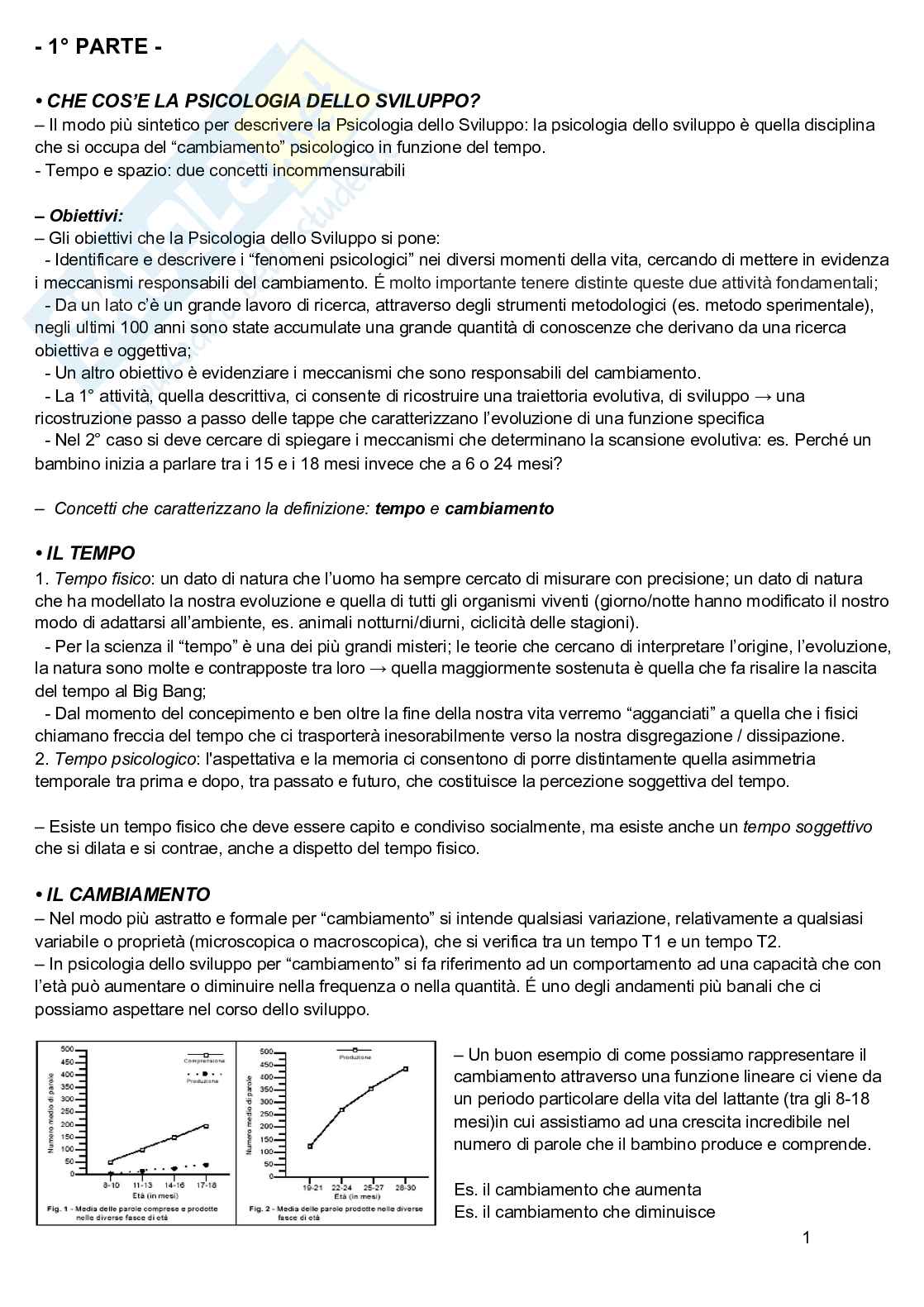 Appunti delle lezioni di psicologia dello sviluppo Pag. 1