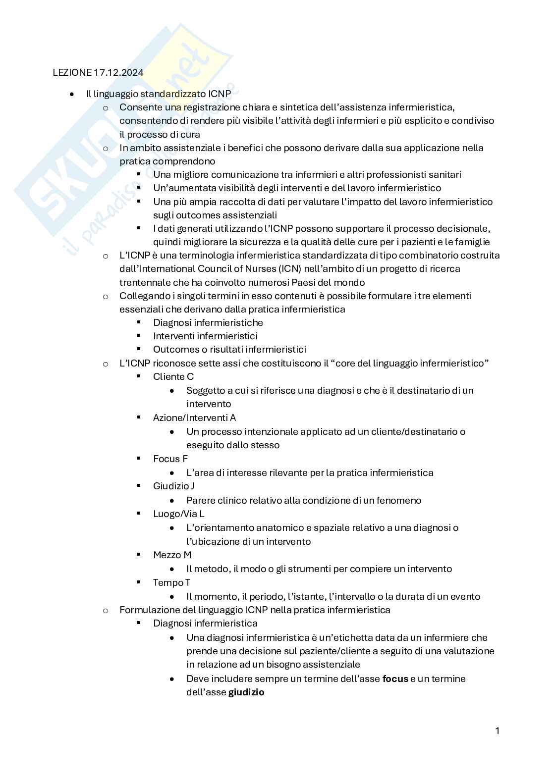 Infermieristica pediatrica (Scienze infermieristiche Sannino 2° parziale) Pag. 1