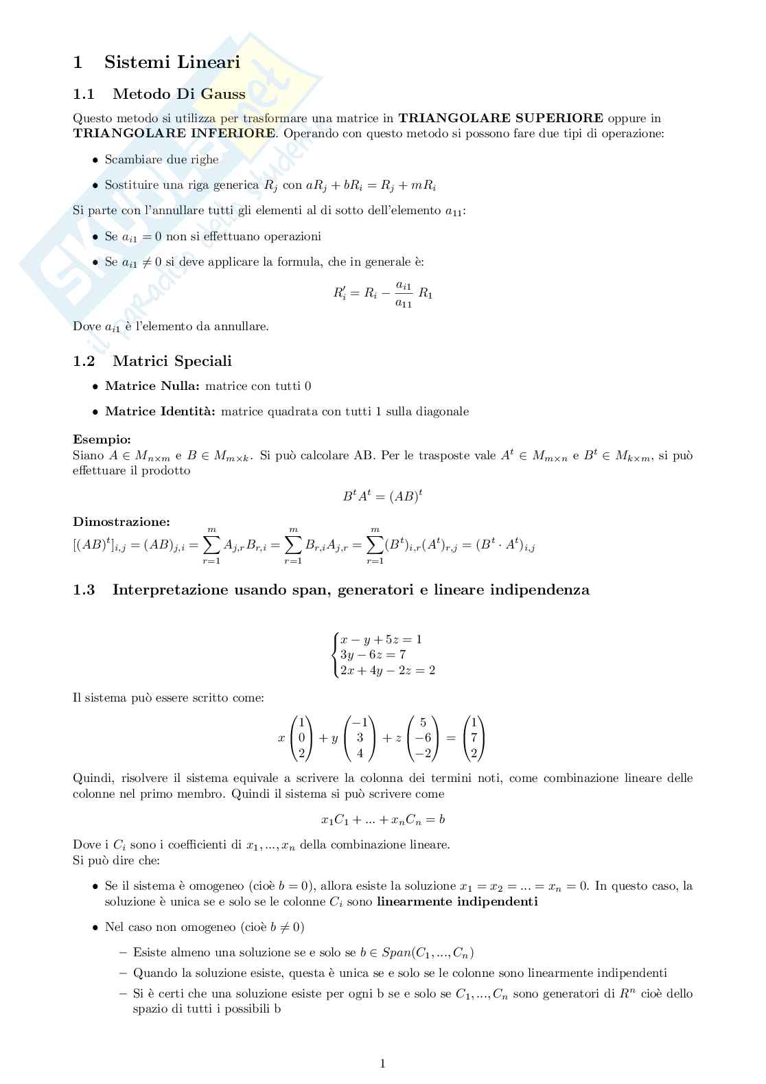 Appunti Geometria Pag. 1