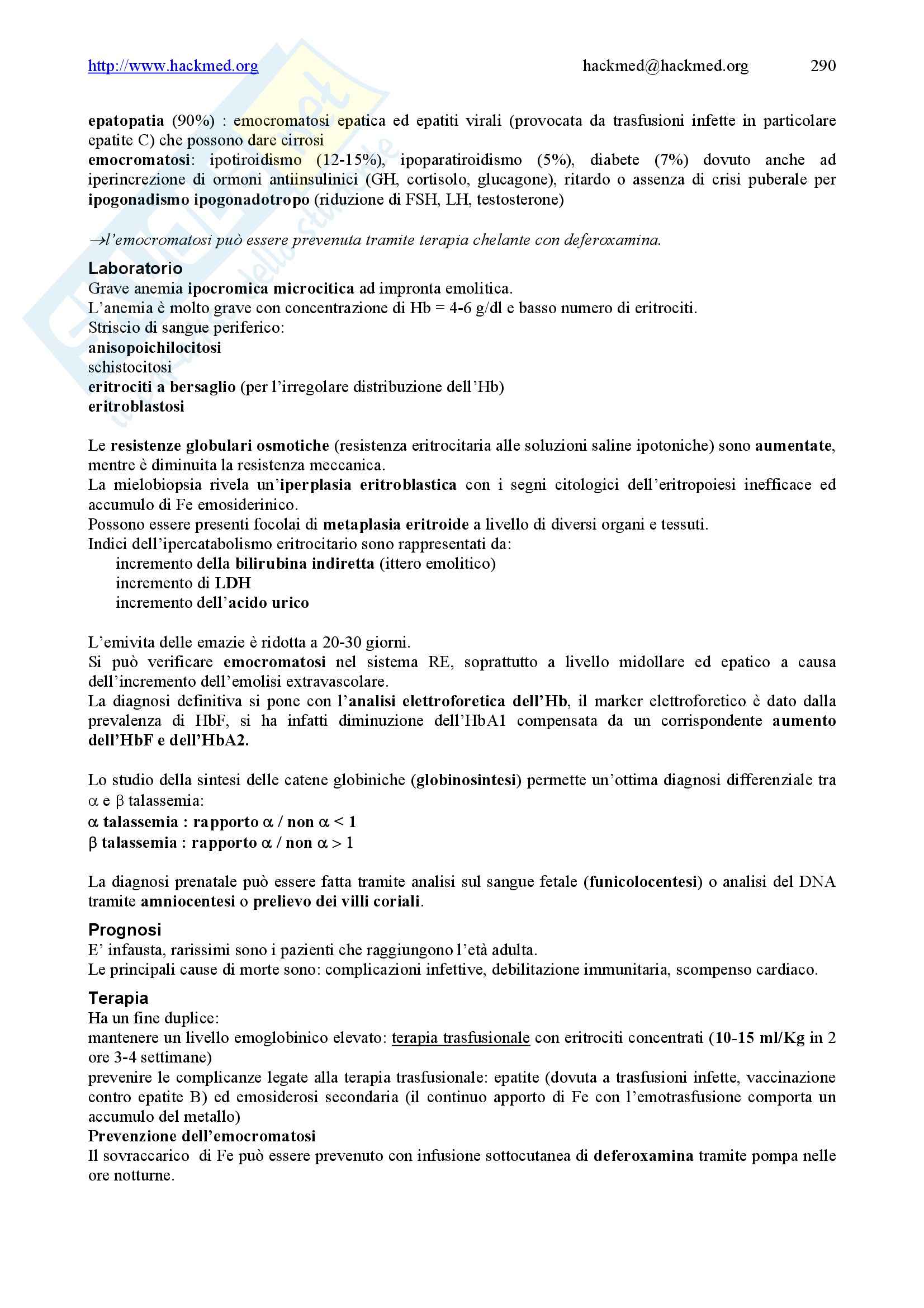 Medicina interna – Ematologia Pag. 16