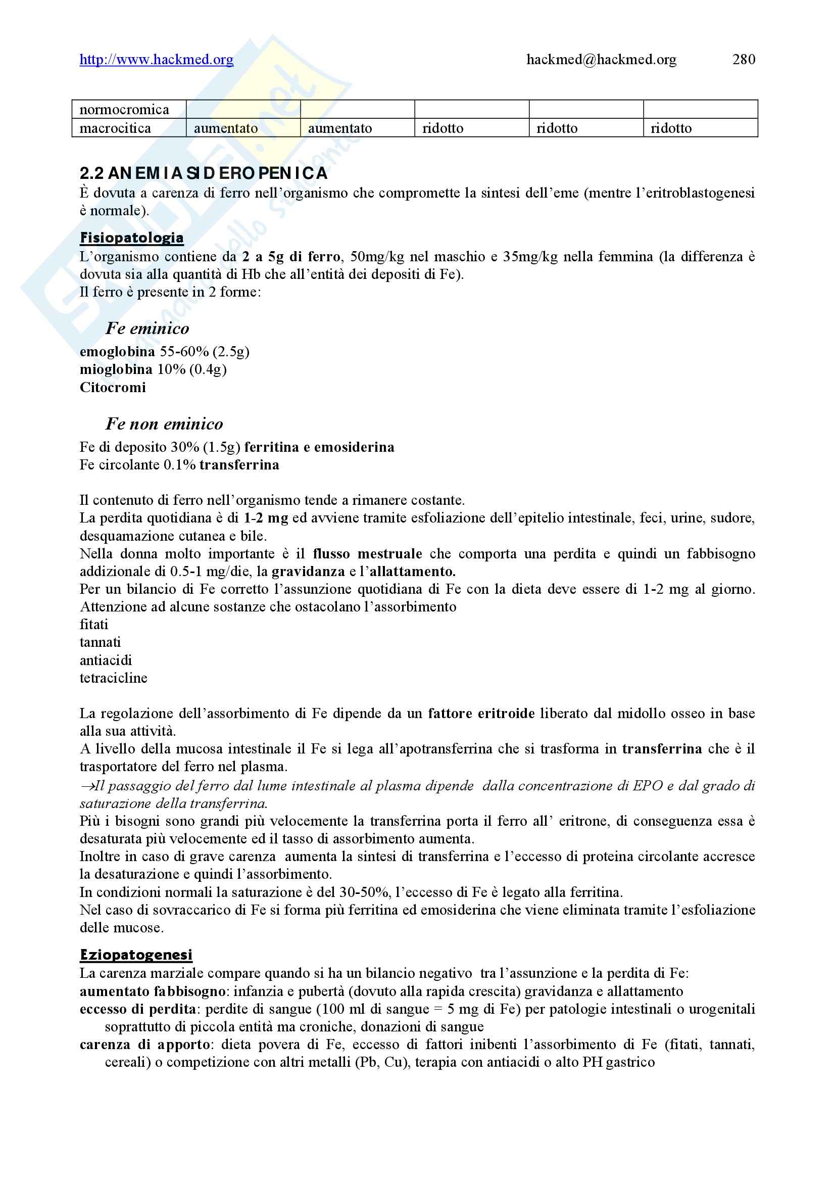 Medicina interna – Ematologia Pag. 6