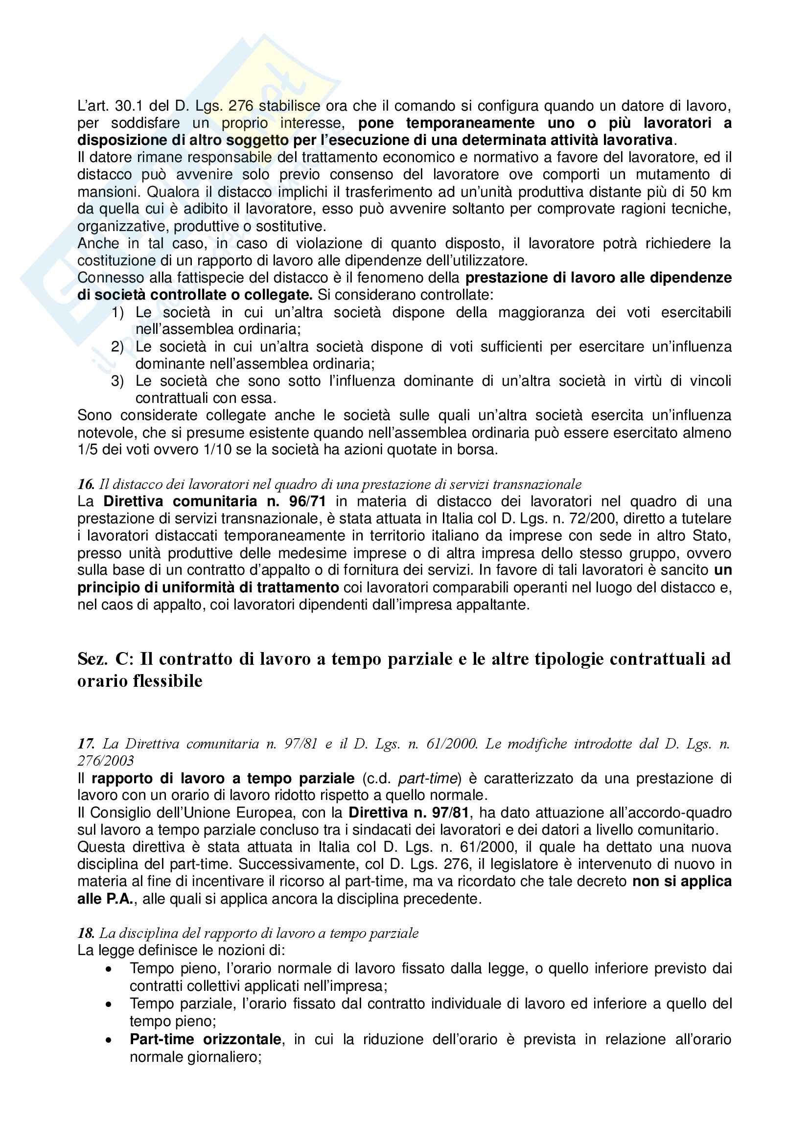 Riassunto esame Diritto del Lavoro, prof. Zoli, libro consigliato Diritto del Lavoro, Ghera Pag. 61