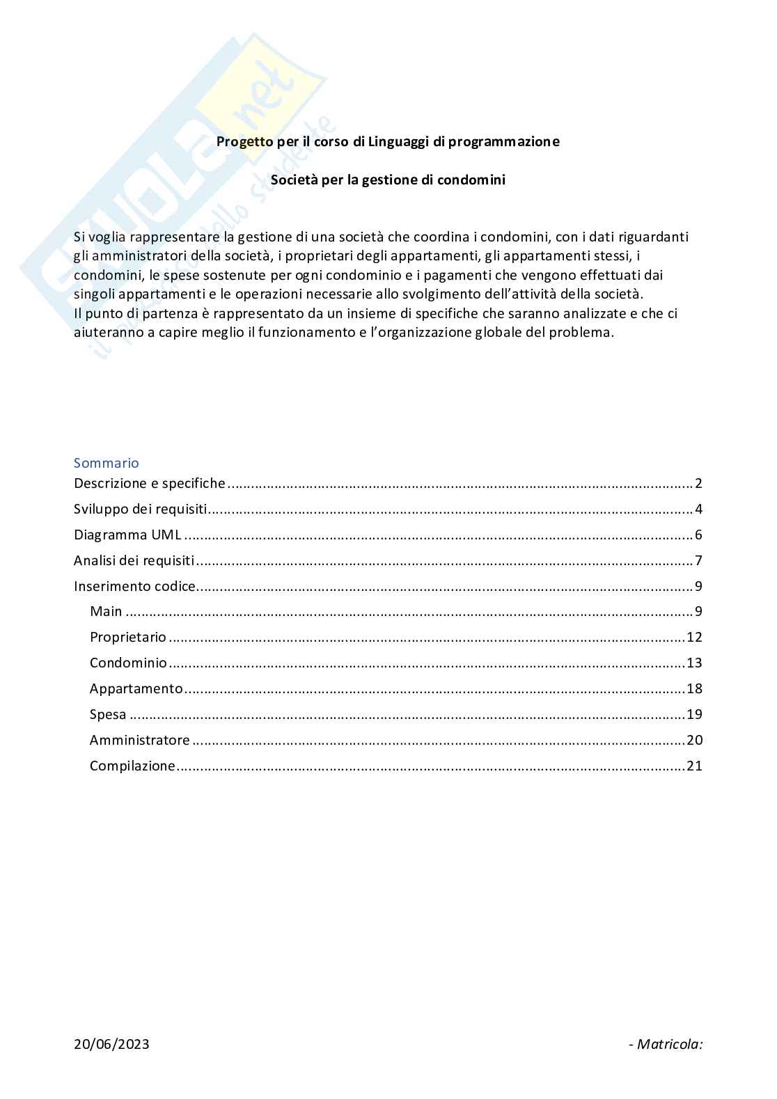 Progetto Linguaggi di programmazione Pag. 1