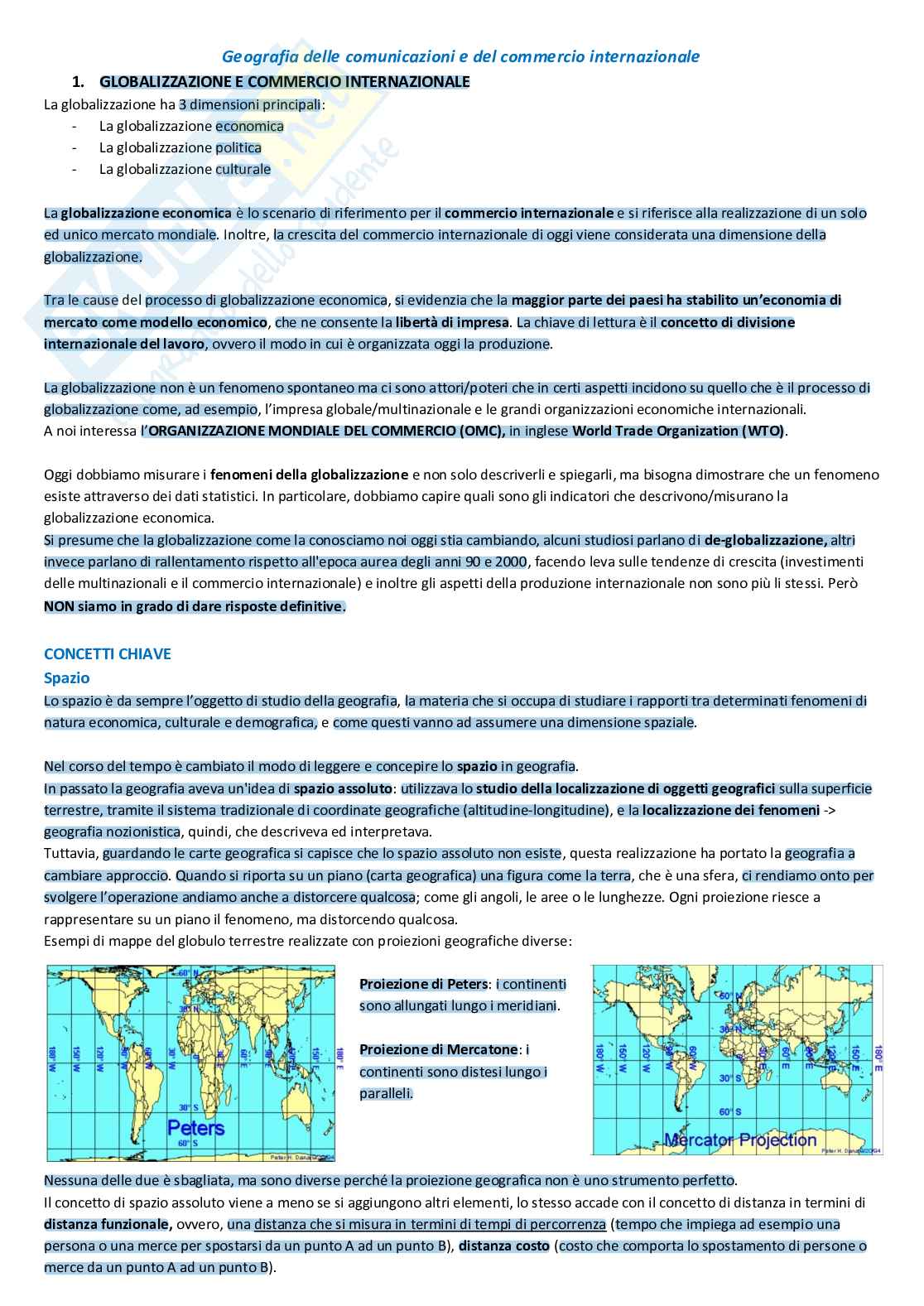 Geografia delle comunicazioni e del commercio internazionale Pag. 1