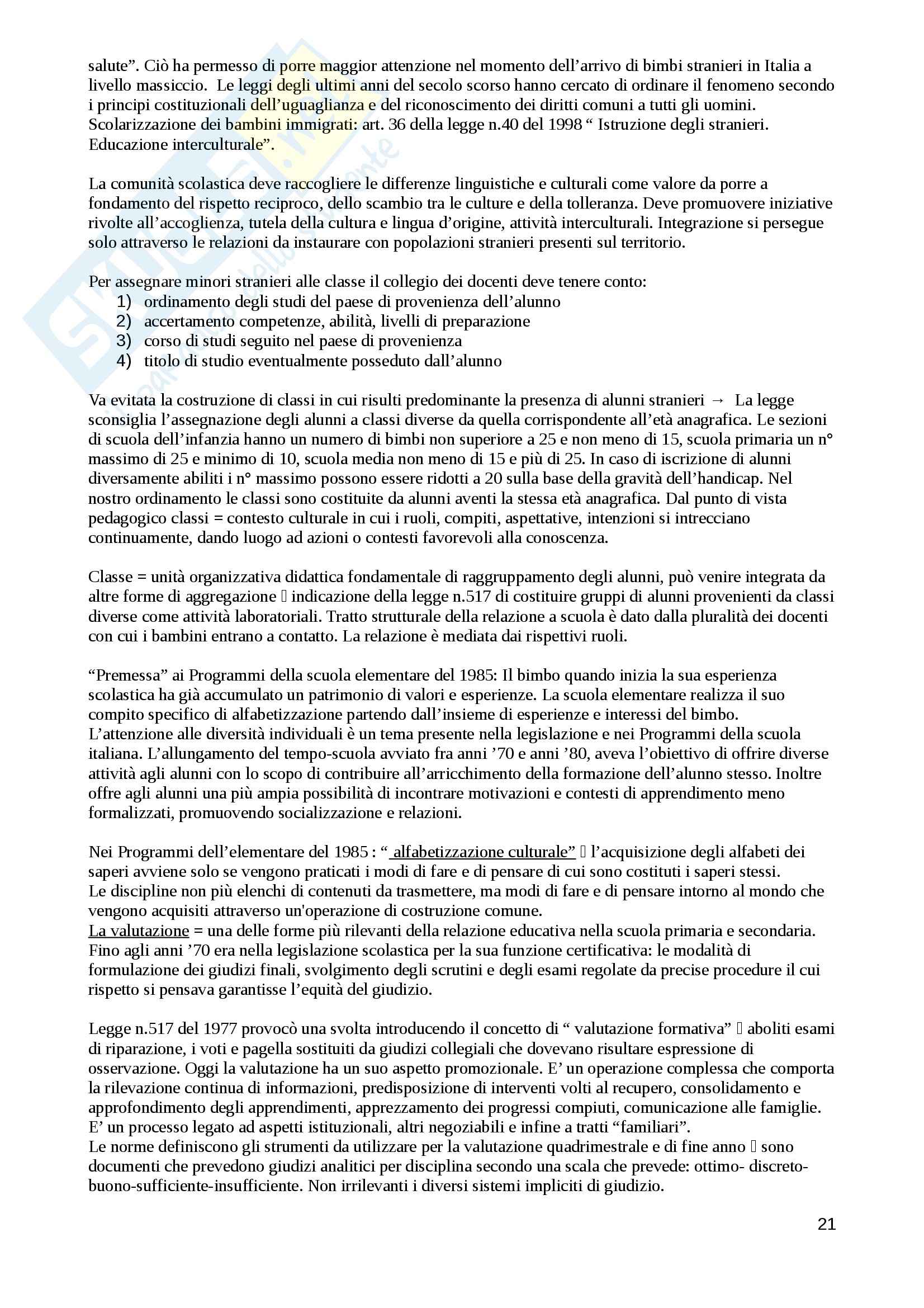 Riassunto esame Pedagogia generale, prof. Tramma, libro consigliato Il lavoro educativo di Kanizsa Pag. 21