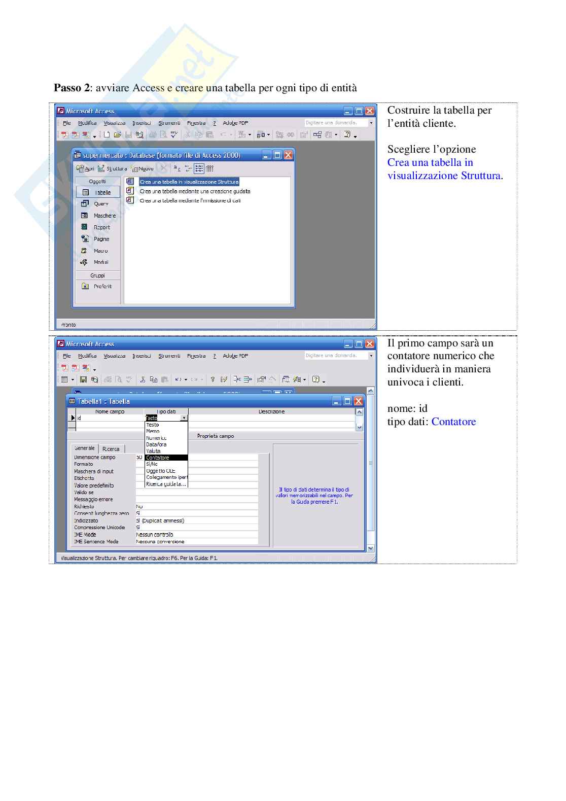 Creare un data base con Access, esercizio del supermercato Pag. 2