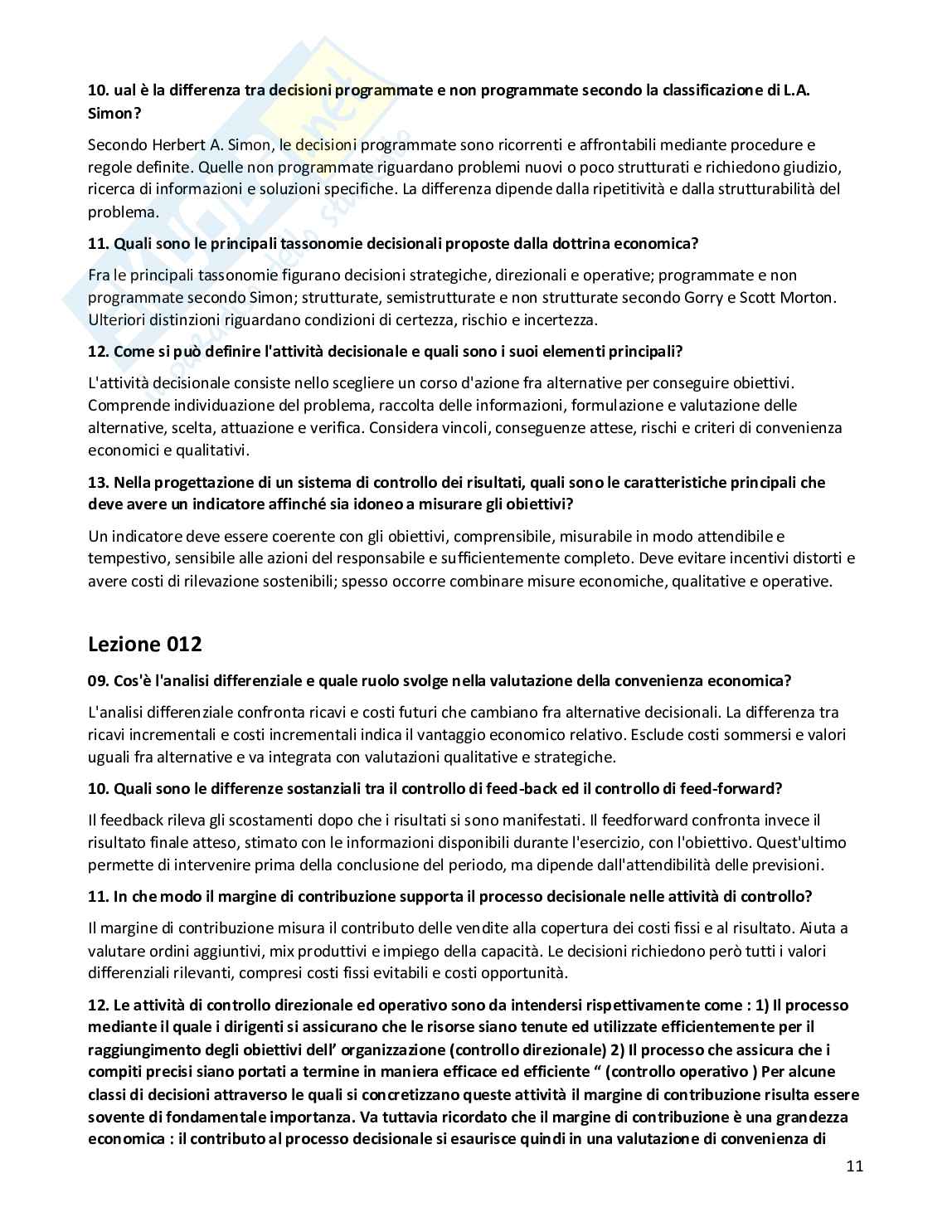 Risposte aperte Programmazione e controllo, 2026 Pag. 11